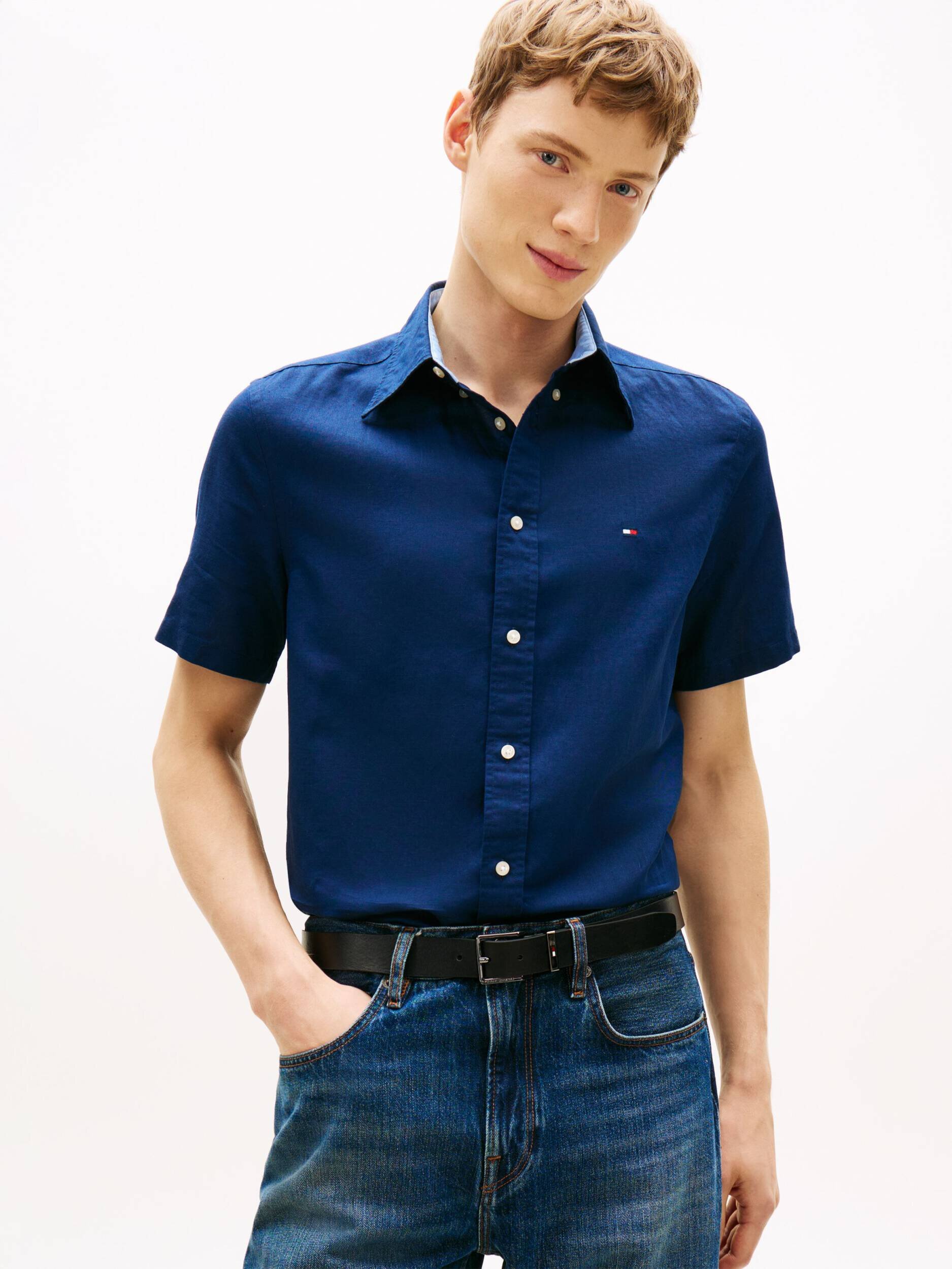 Tommy Hilfiger Cămașă | regular fit | cu adaos de in