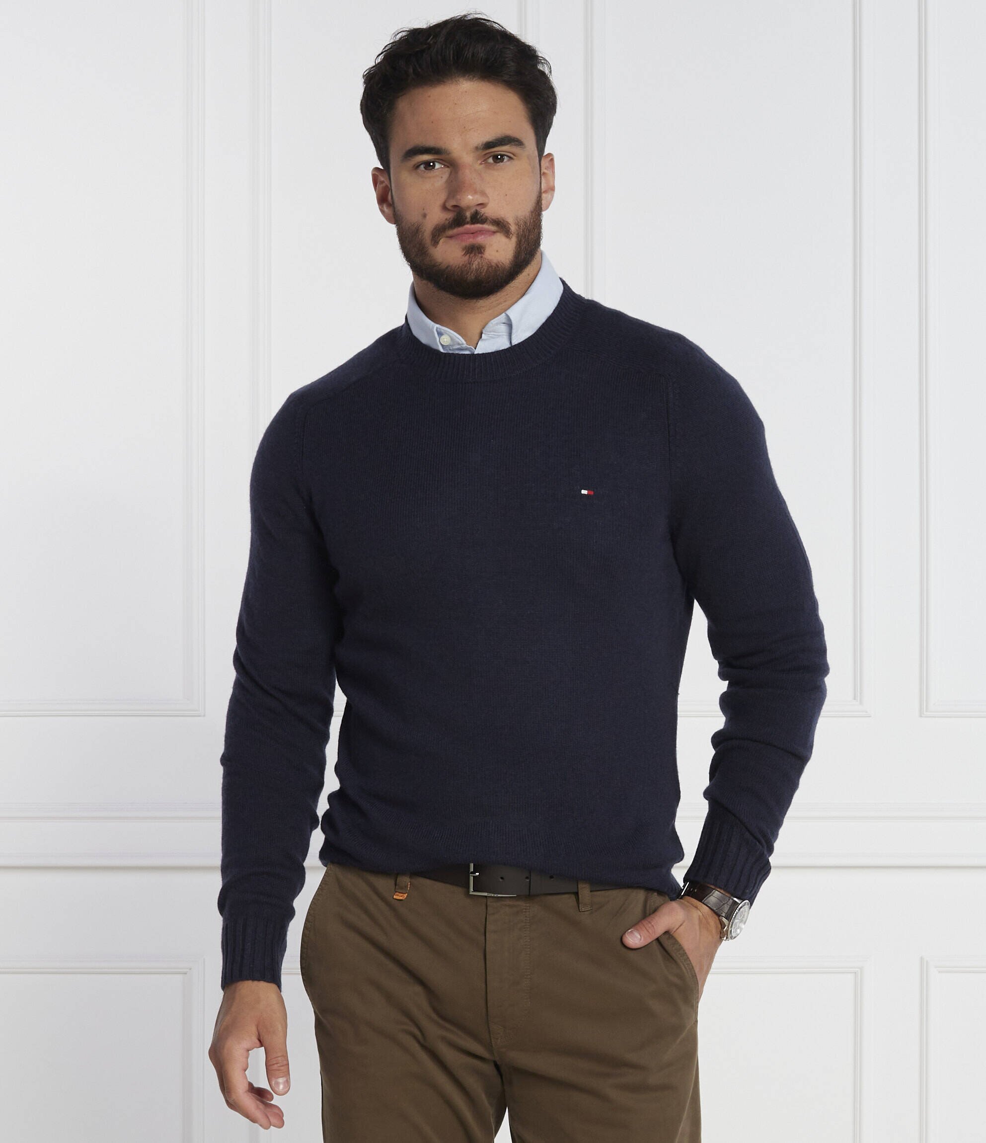 Tommy Hilfiger De lână pulover MULTI HTR MERINO CREW NECK | Regular Fit