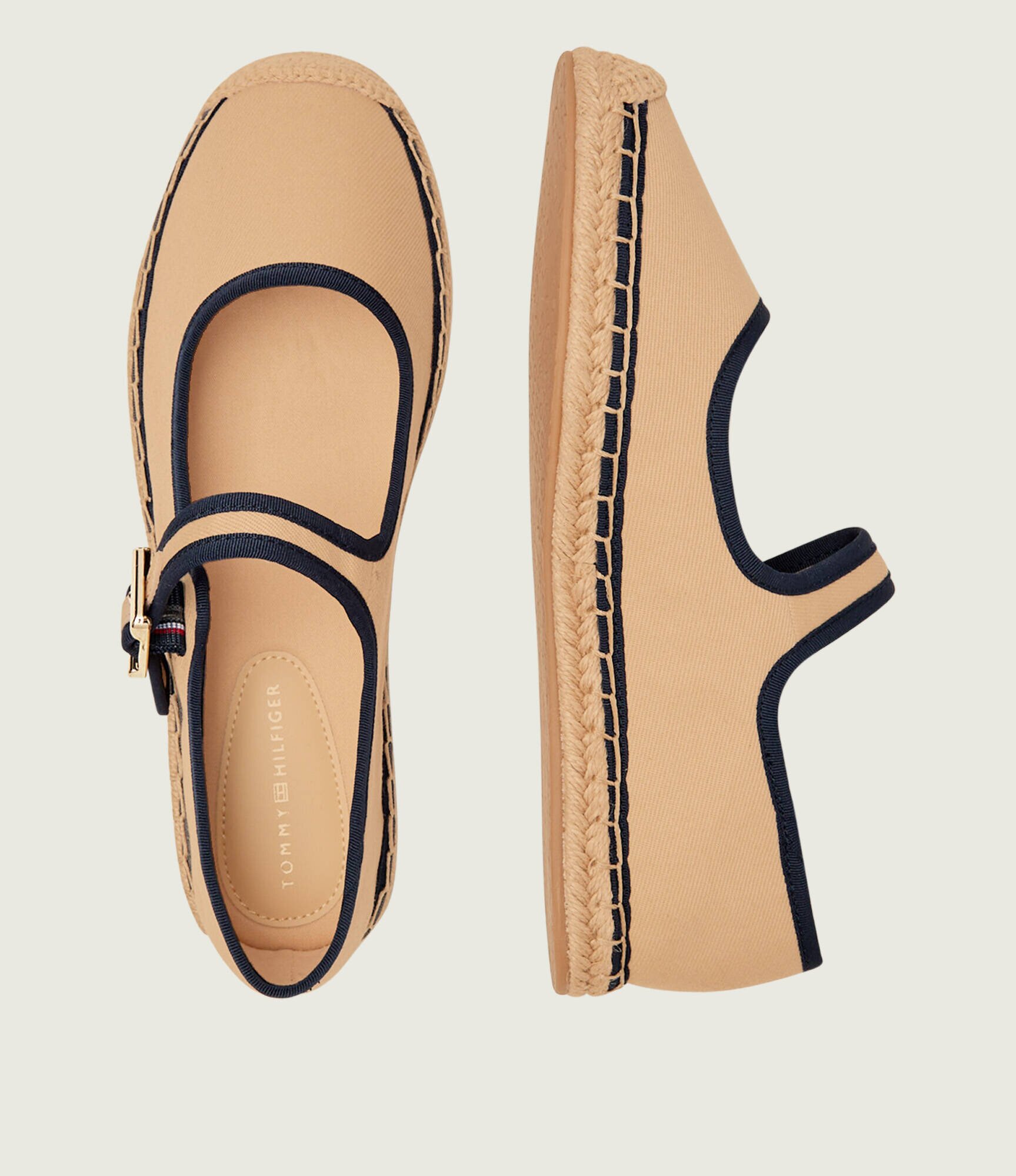Tommy Hilfiger Espadrile Buckle Mary Jane cu adaos de piele