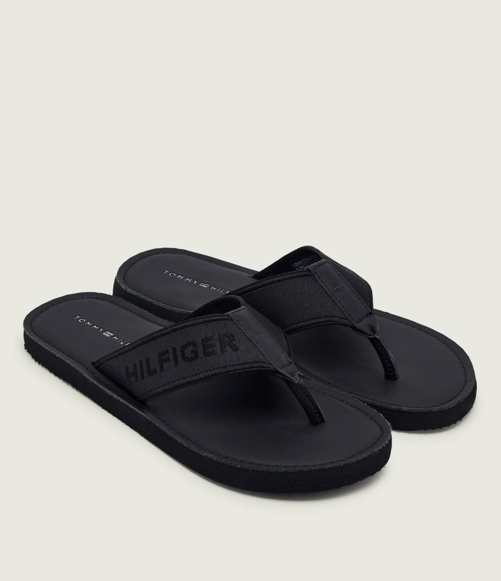 Tommy Hilfiger Flip flops cu adaos de piele