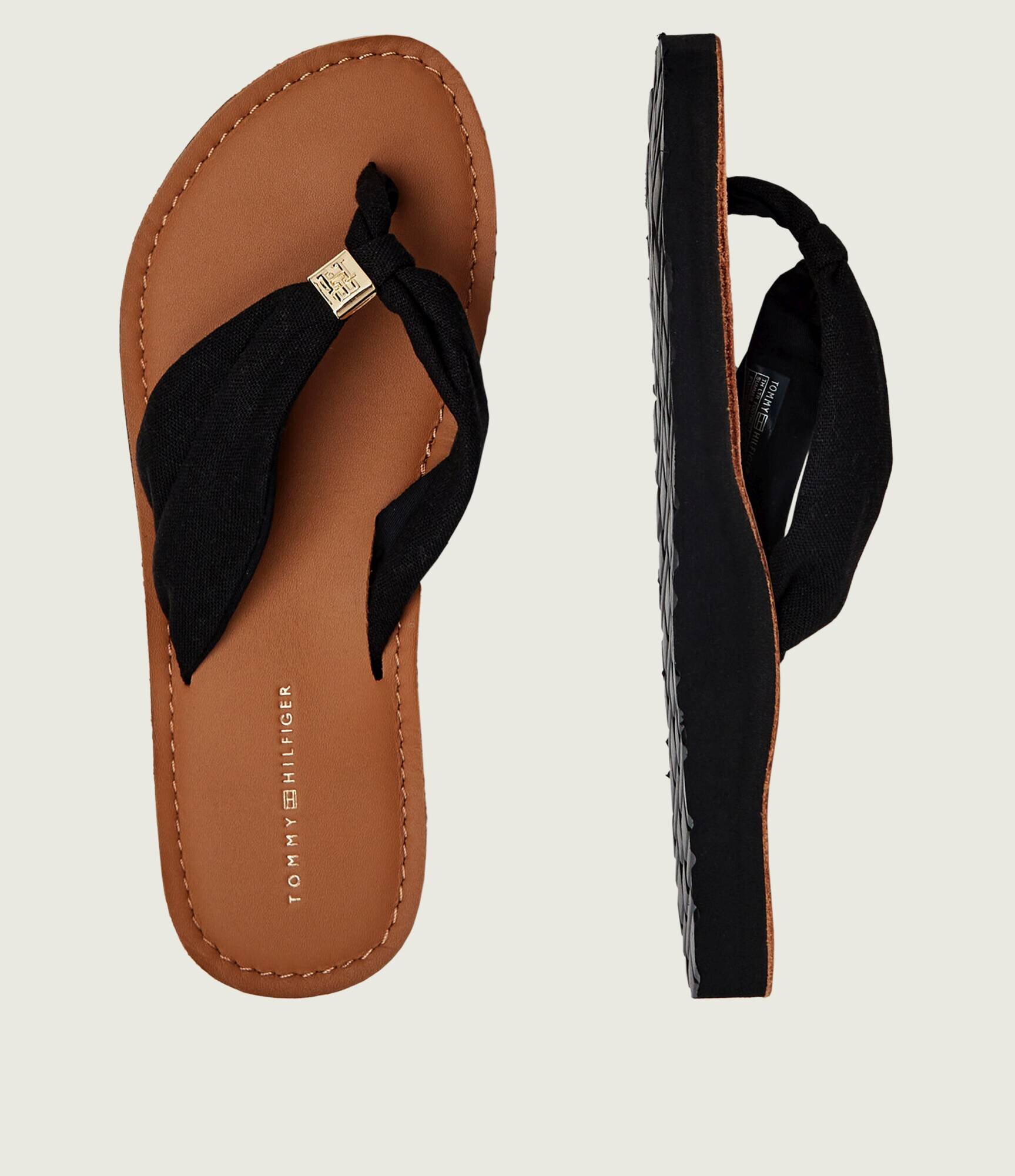 Tommy Hilfiger Flip flops cu adaos de piele