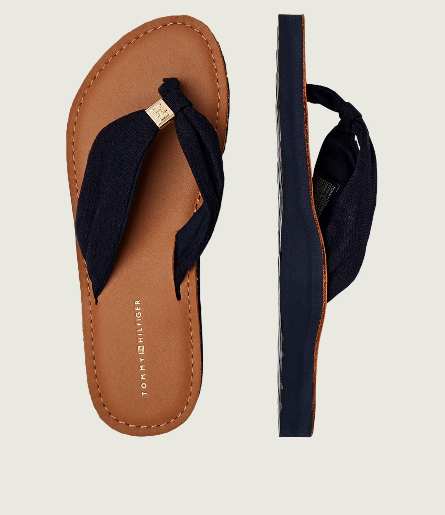 Tommy Hilfiger Flip flops cu adaos de piele