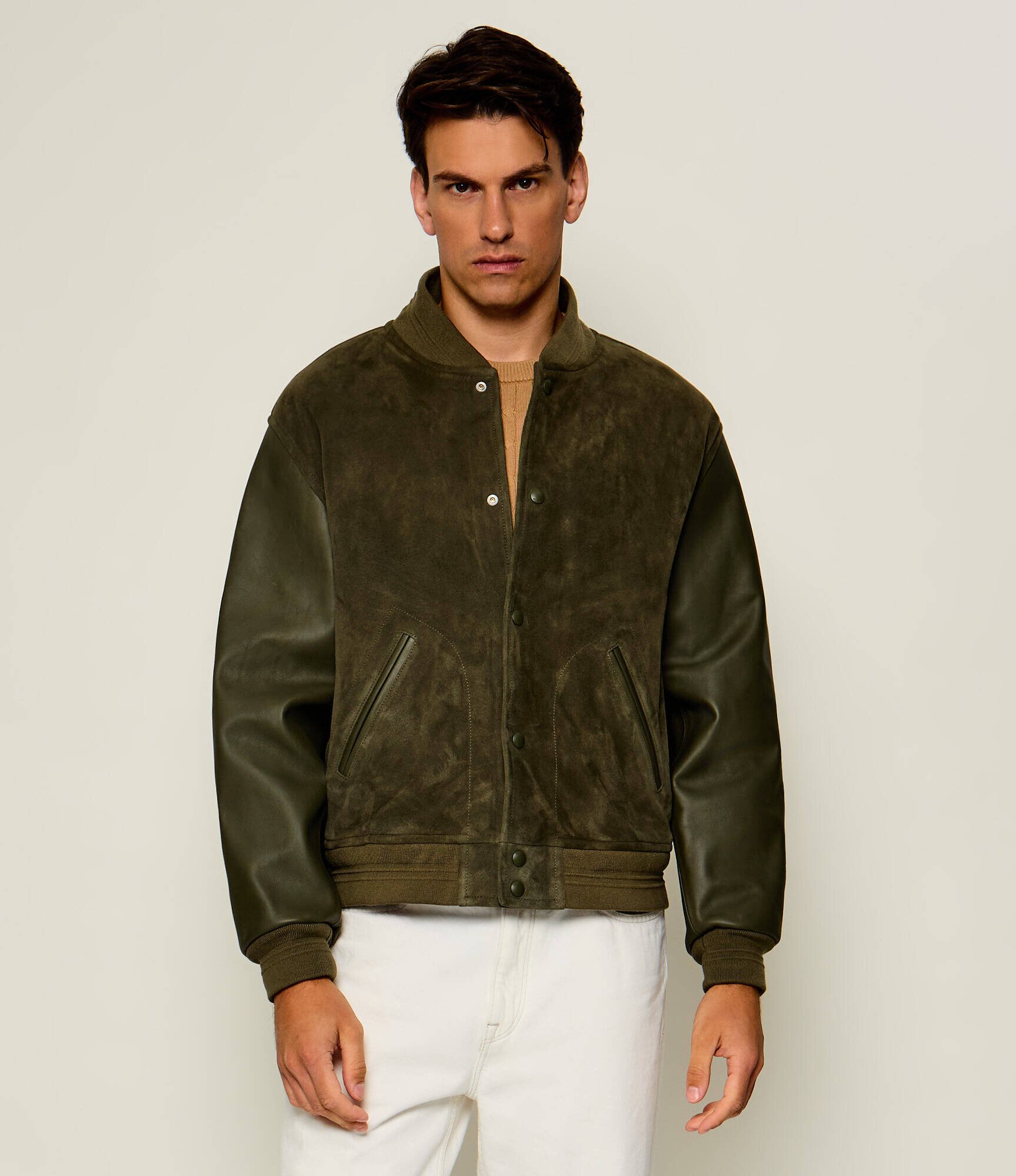 Tommy Hilfiger Geacă bomber Varsity | piele întoarsă cu adaos de piele
