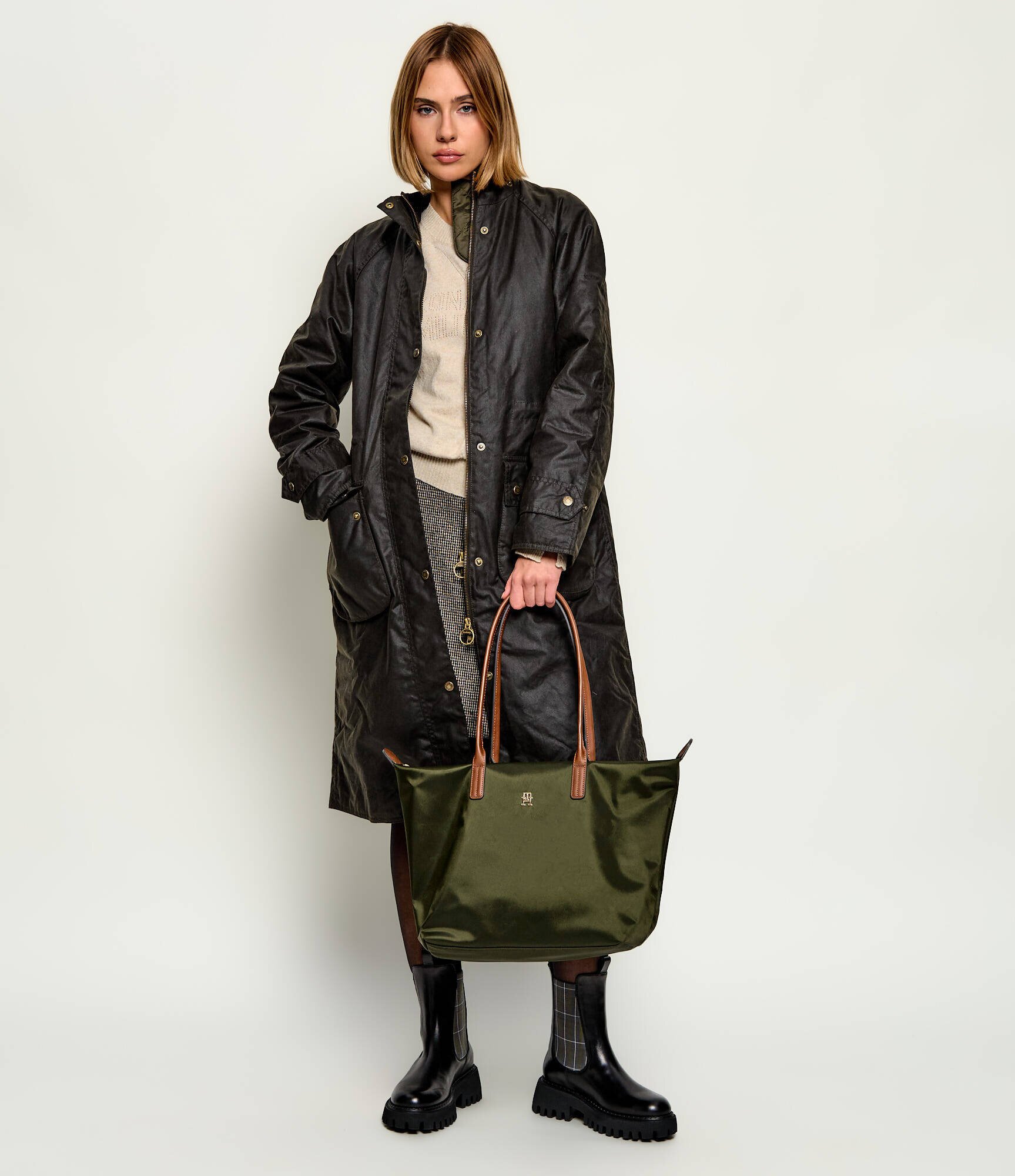 Tommy Hilfiger Geantă shopper Popette cu adaos de piele