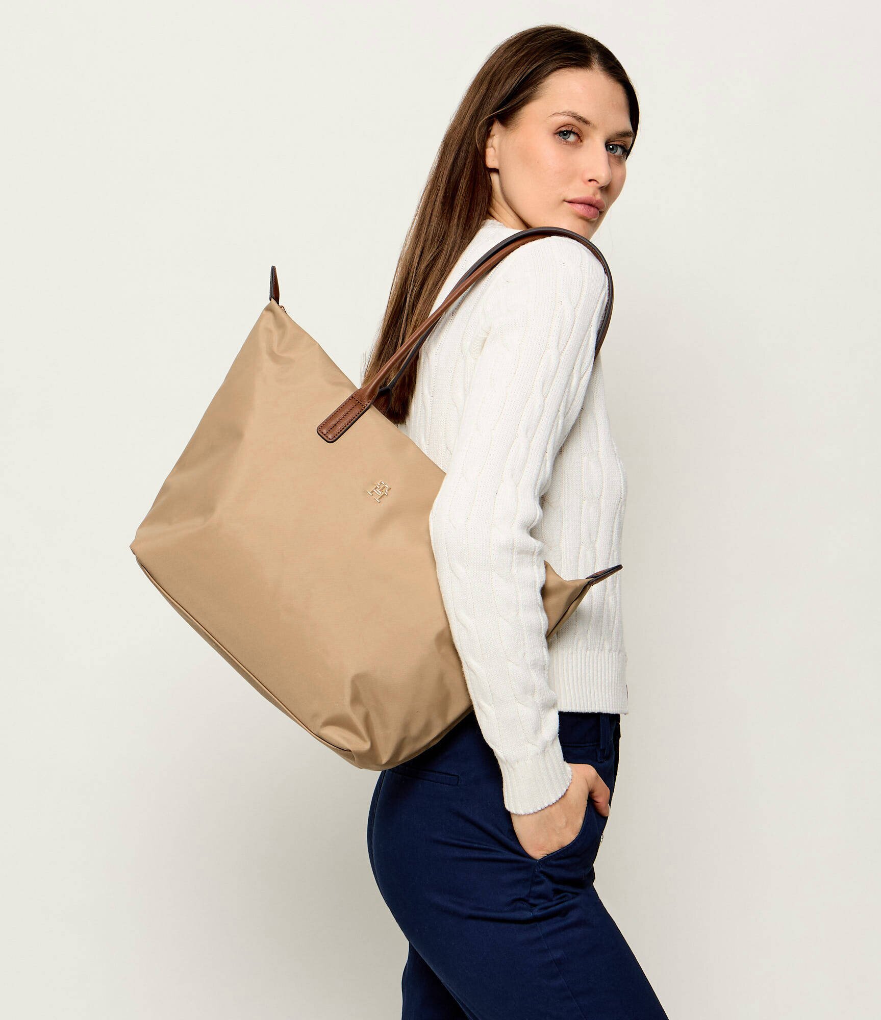 Tommy Hilfiger Geantă shopper Popette cu adaos de piele