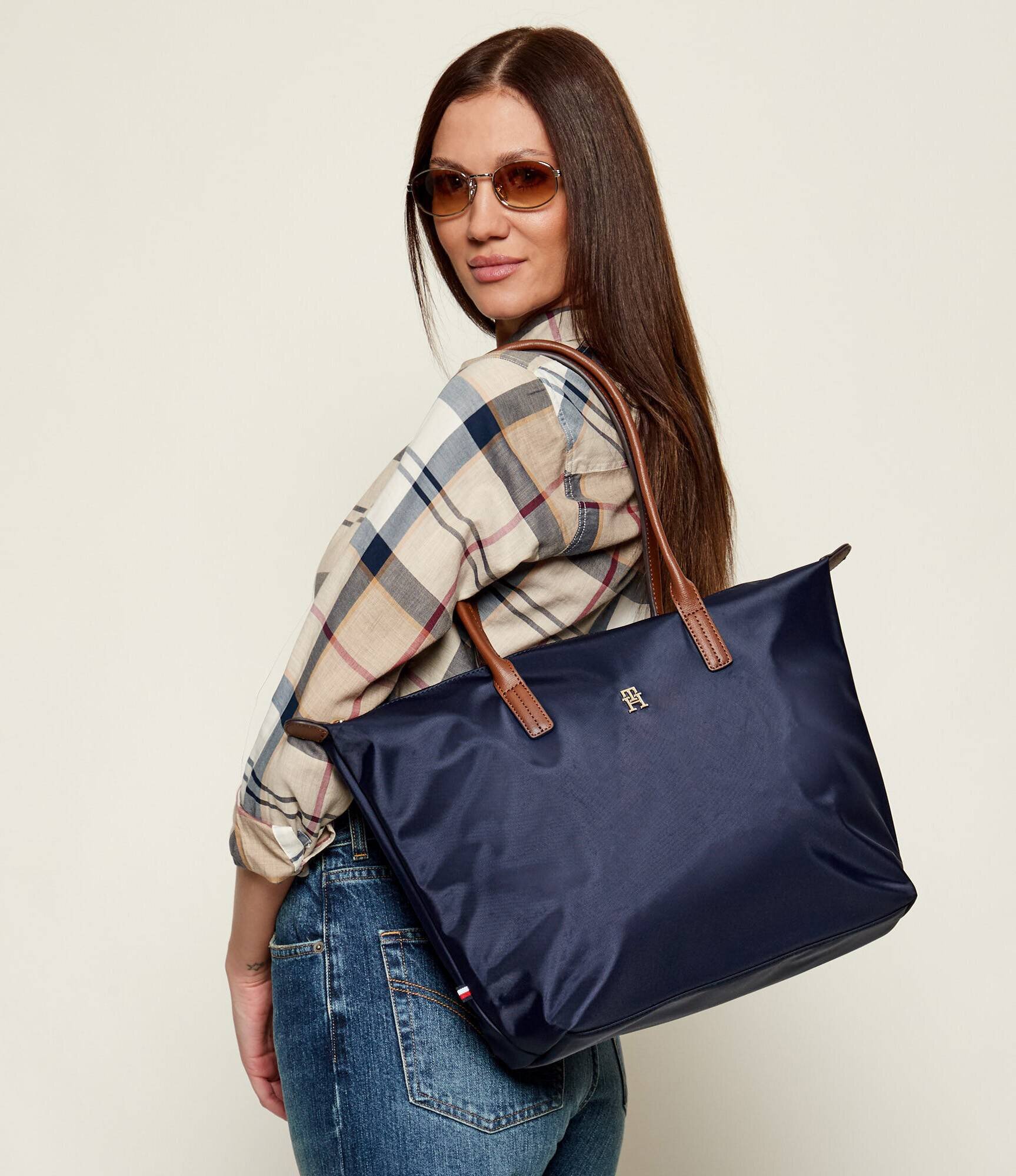 Tommy Hilfiger Geantă shopper Popette cu adaos de piele