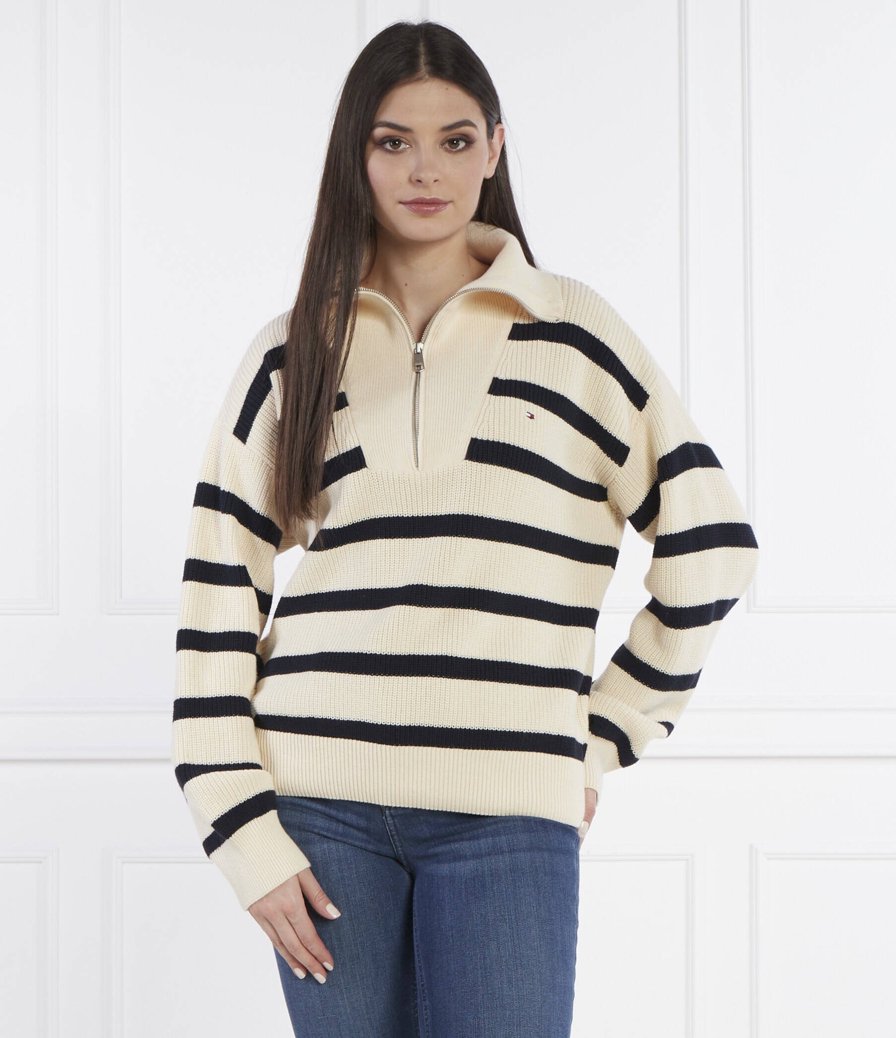Tommy Hilfiger Pulover CO CARDI STITCH 1/2 ZIP SWT | Loose fit