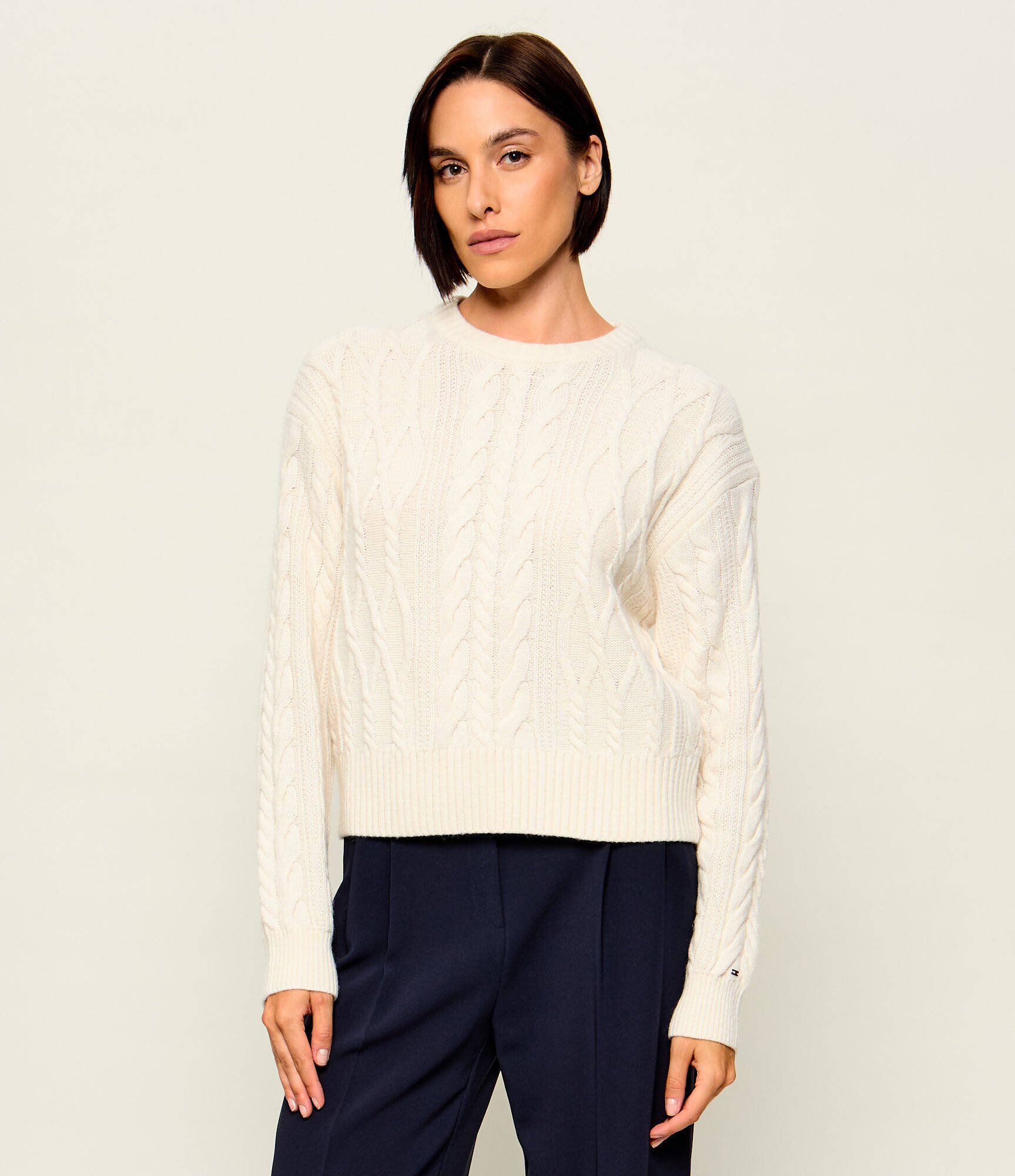 Tommy Hilfiger Pulover | Loose fit | cu adaos de mătase și lână