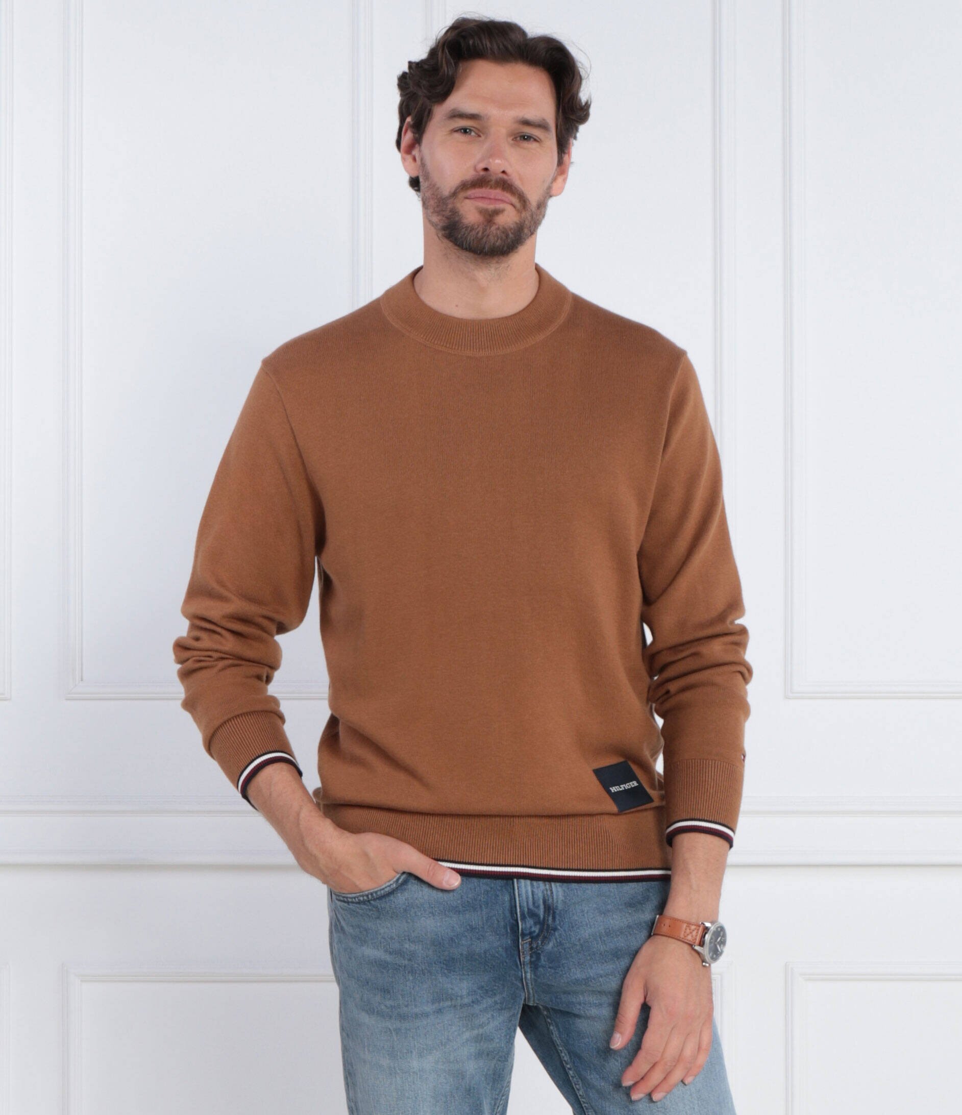 Tommy Hilfiger Pulover MONOTYPE GS TIPPED | Regular Fit cu adaos de mătase