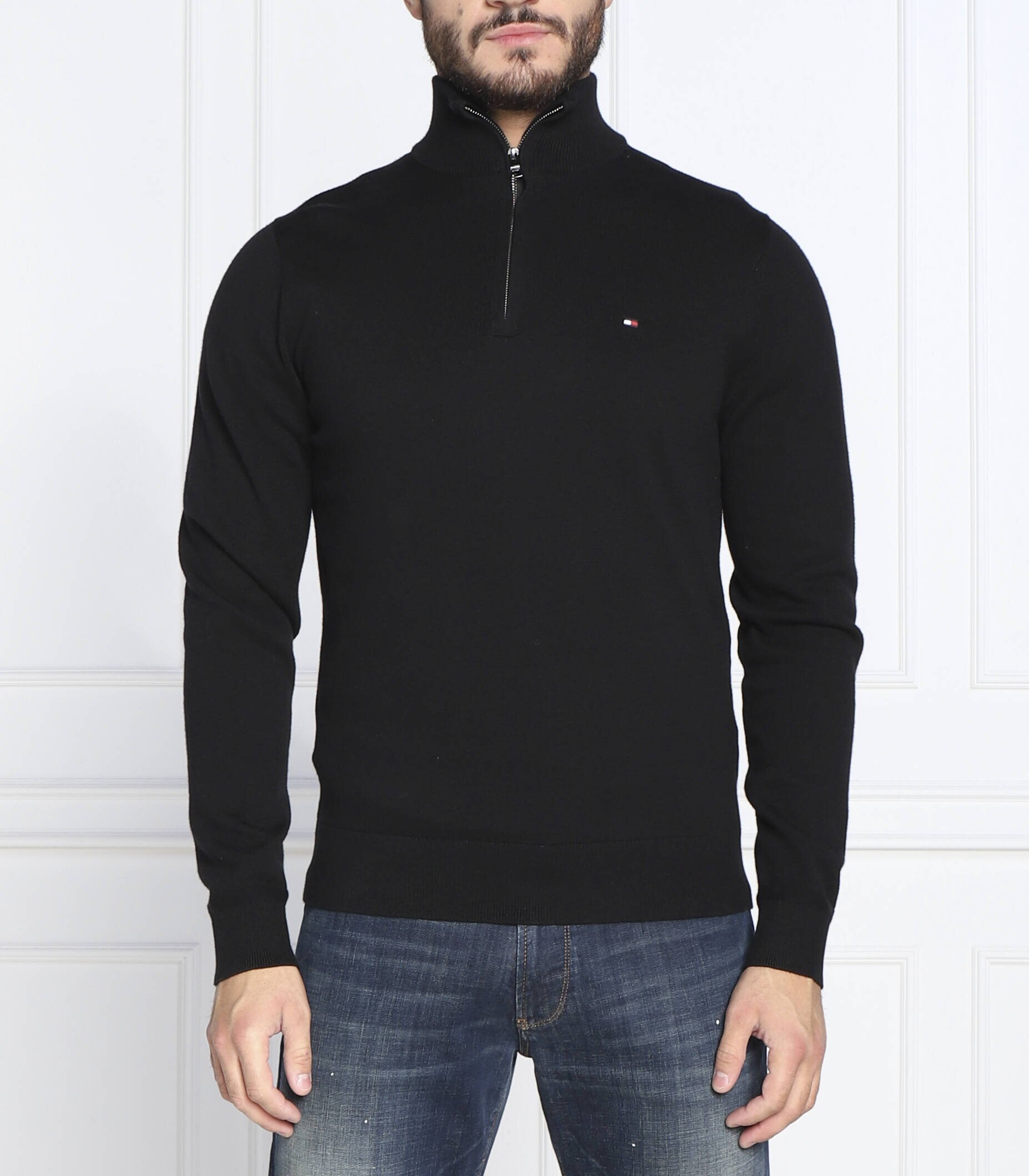 Tommy Hilfiger Pulover ZIP MOCK | Regular Fit cu adaos de cașmir