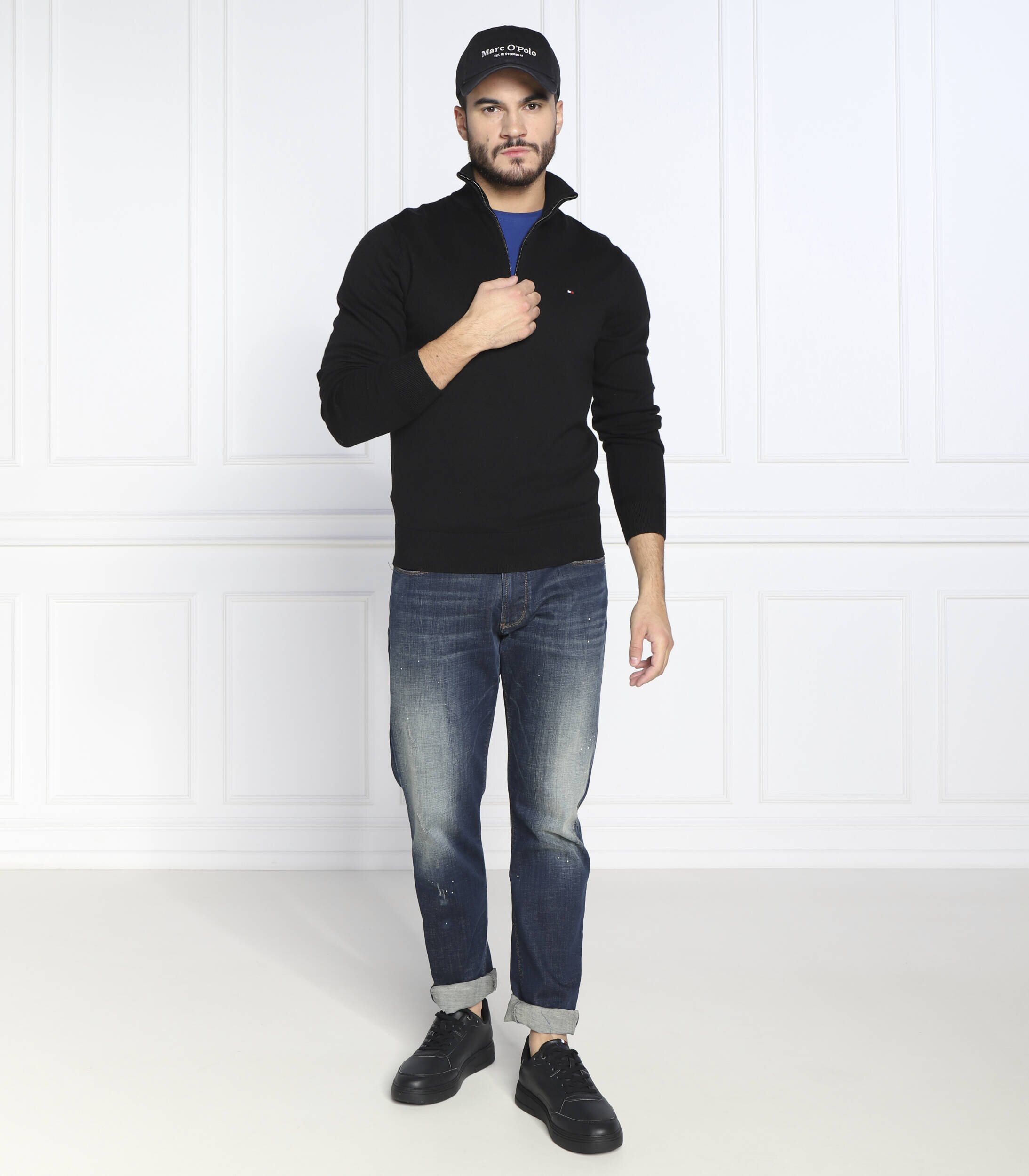Tommy Hilfiger Pulover ZIP MOCK | Regular Fit cu adaos de cașmir