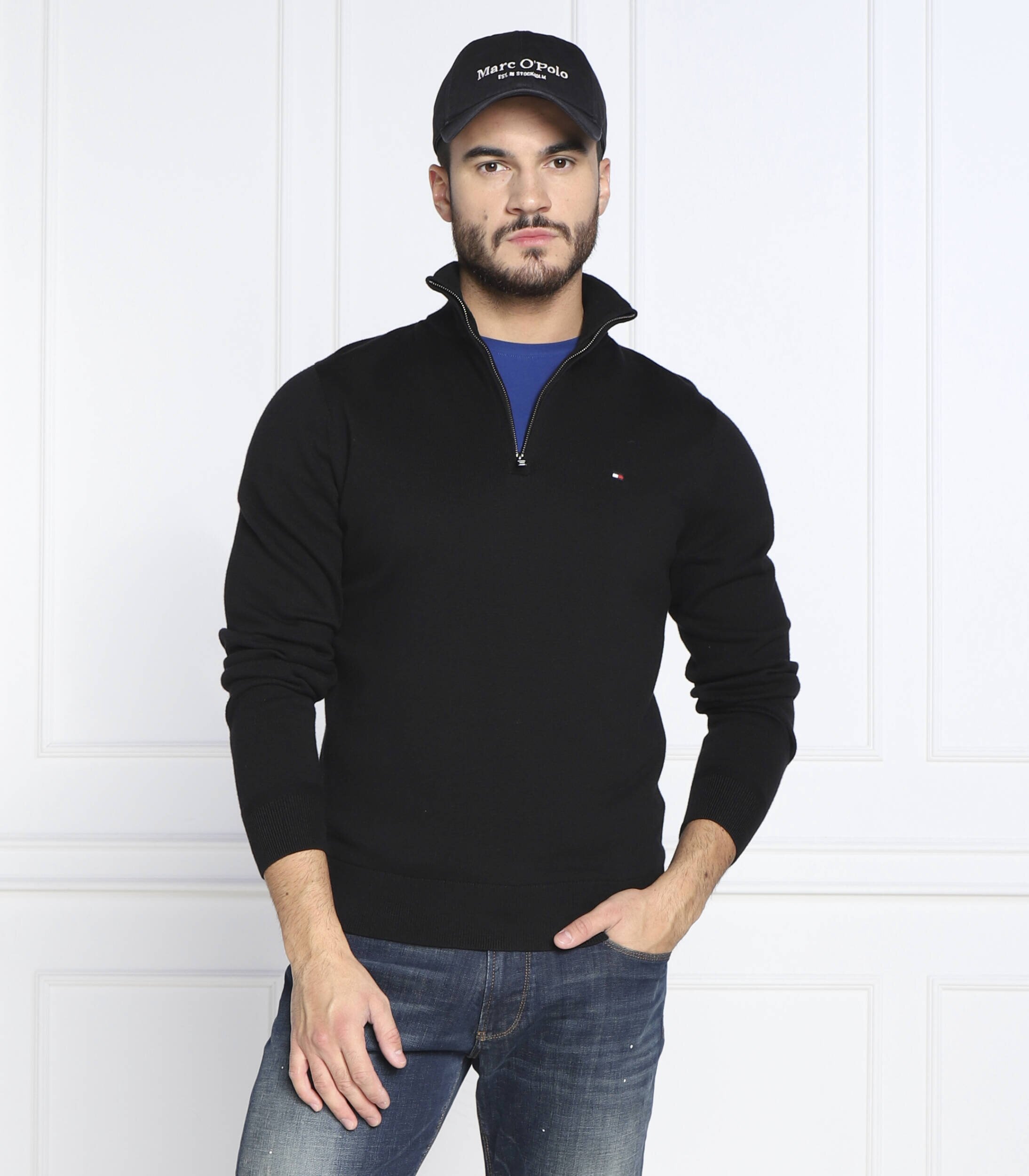 Tommy Hilfiger Pulover ZIP MOCK | Regular Fit cu adaos de cașmir