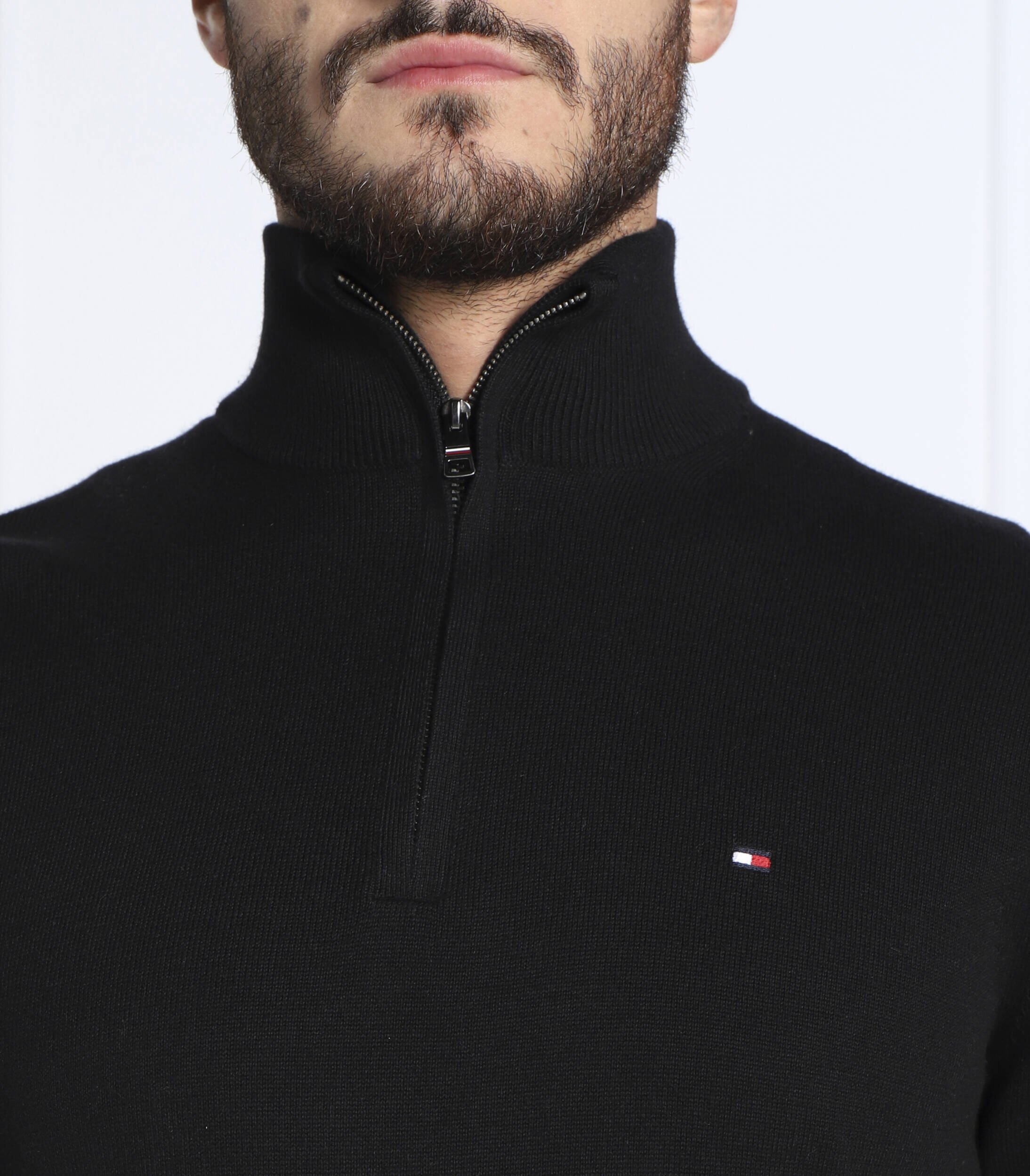 Tommy Hilfiger Pulover ZIP MOCK | Regular Fit cu adaos de cașmir