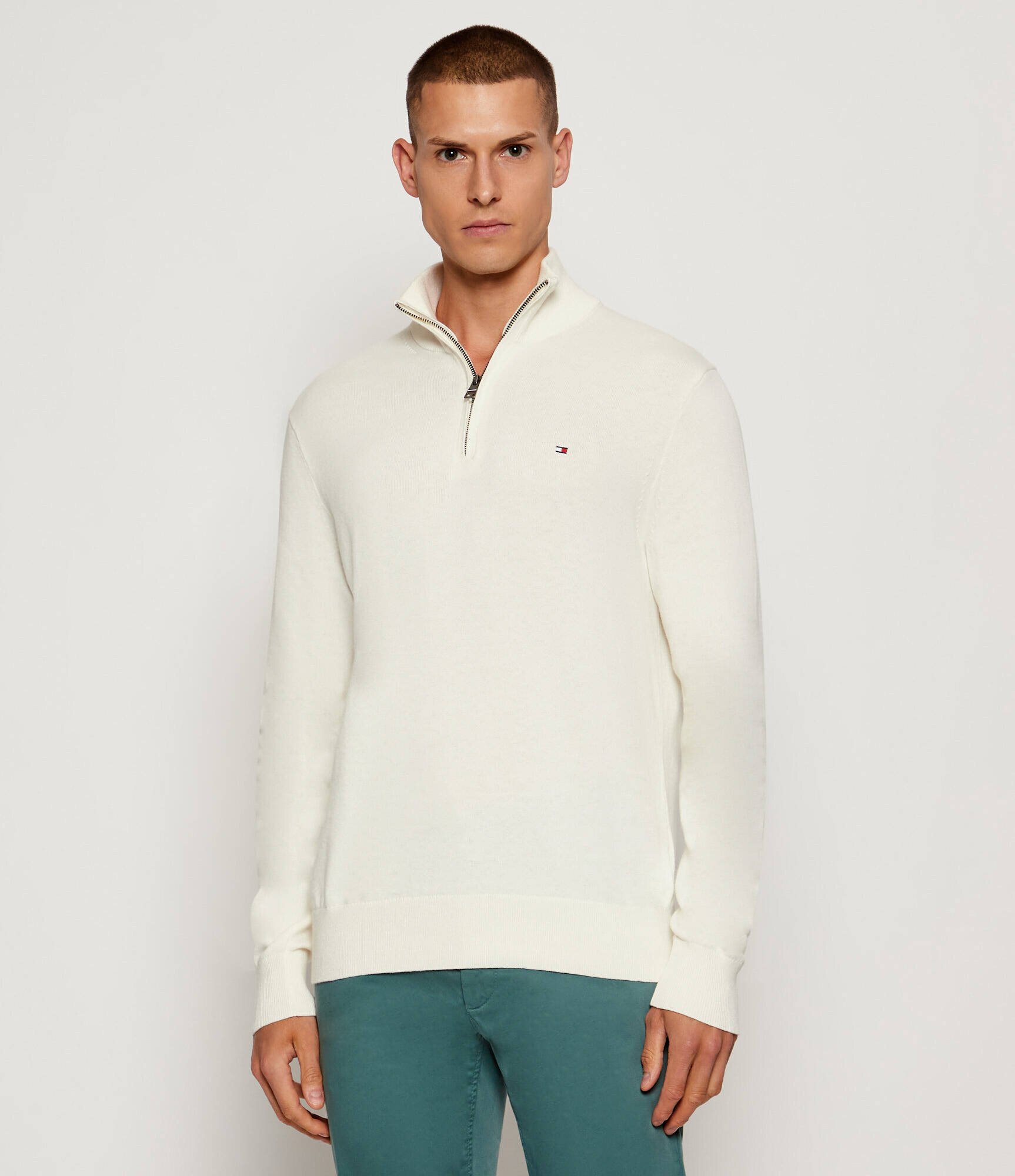Tommy Hilfiger Pulover ZIP MOCK | regular fit cu adaos de cașmir