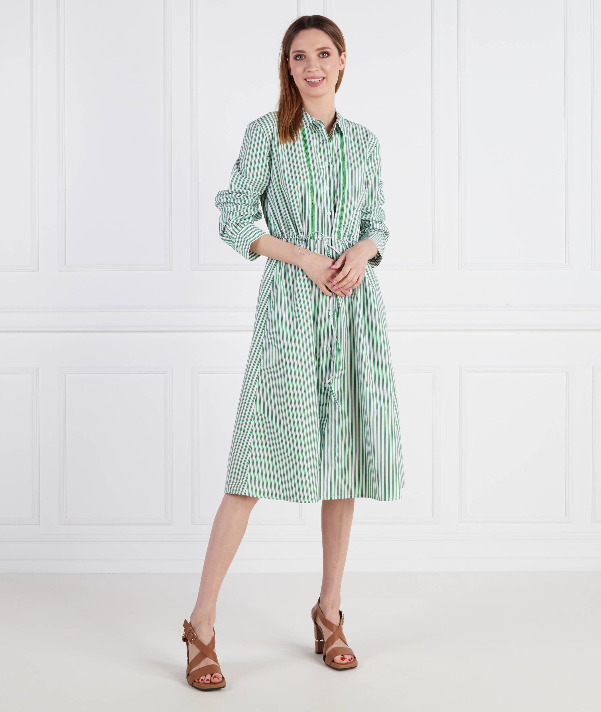 Tommy Hilfiger Rochie ORG CO STRIPE MIDI SHIRT-DRESS
