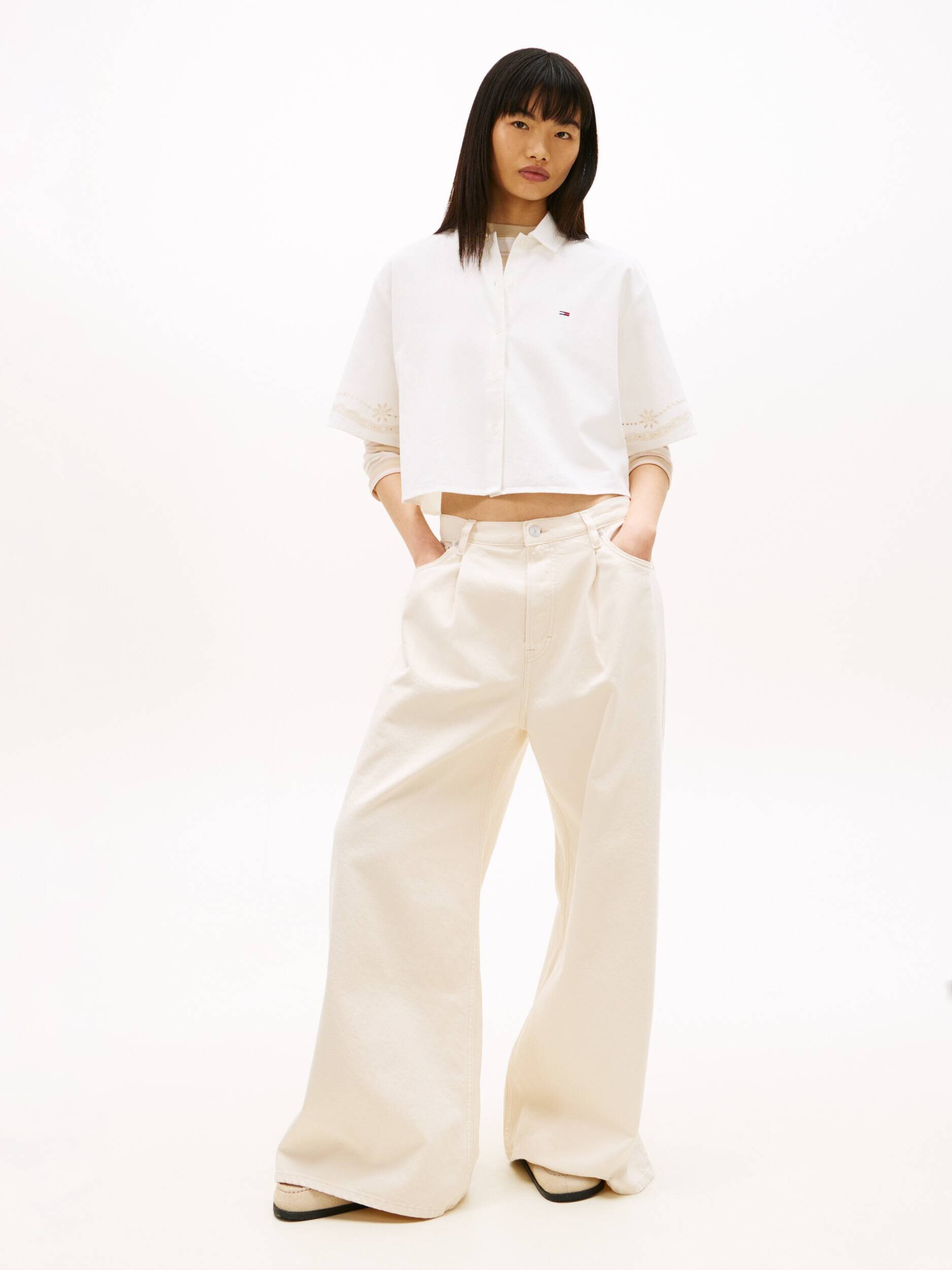 Tommy Jeans Cămașă | Cropped Fit | cu adaos de in