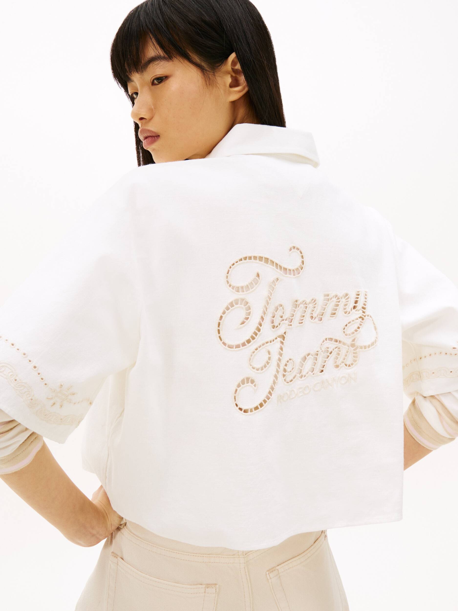 Tommy Jeans Cămașă | Cropped Fit | cu adaos de in