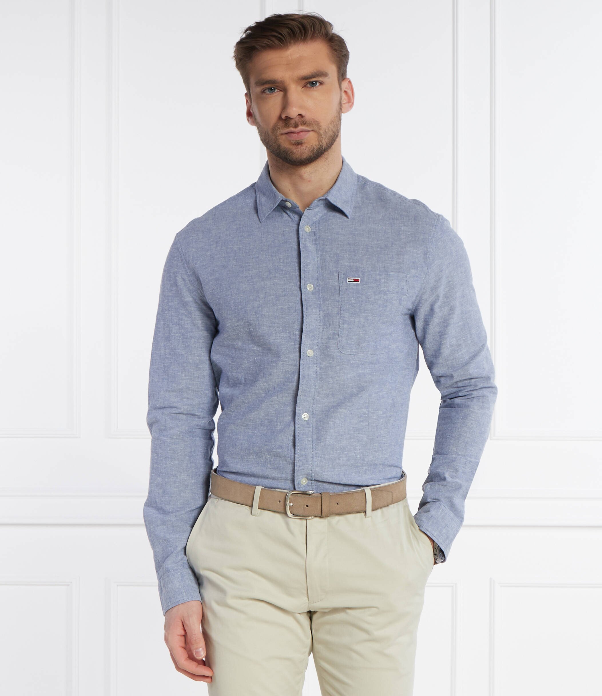 Tommy Jeans Cămașă | Regular Fit | cu adaos de in