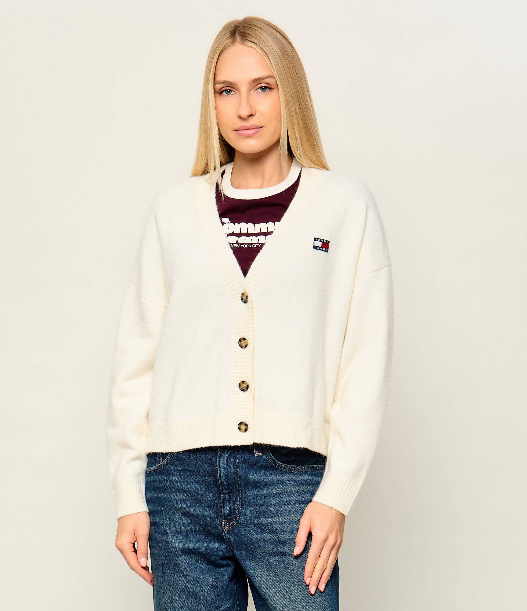 Tommy Jeans Cardigan | Relaxed fit cu adaos de lână