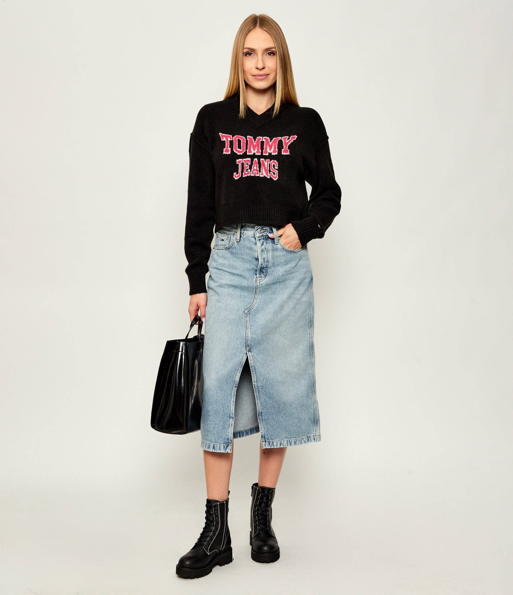 Tommy Jeans Pulover | Loose fit cu adaos de lână