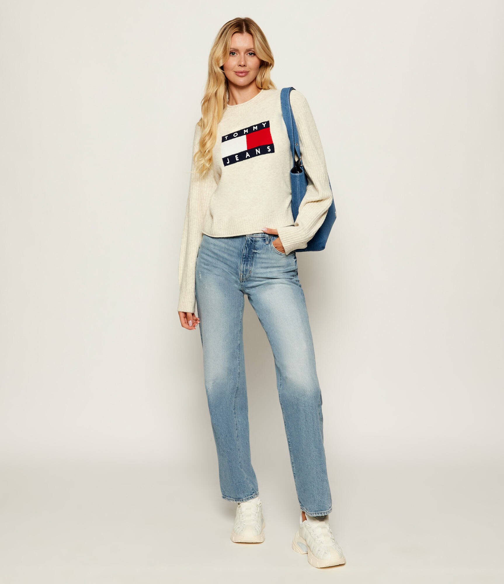 Tommy Jeans Pulover | Loose fit cu adaos de lână