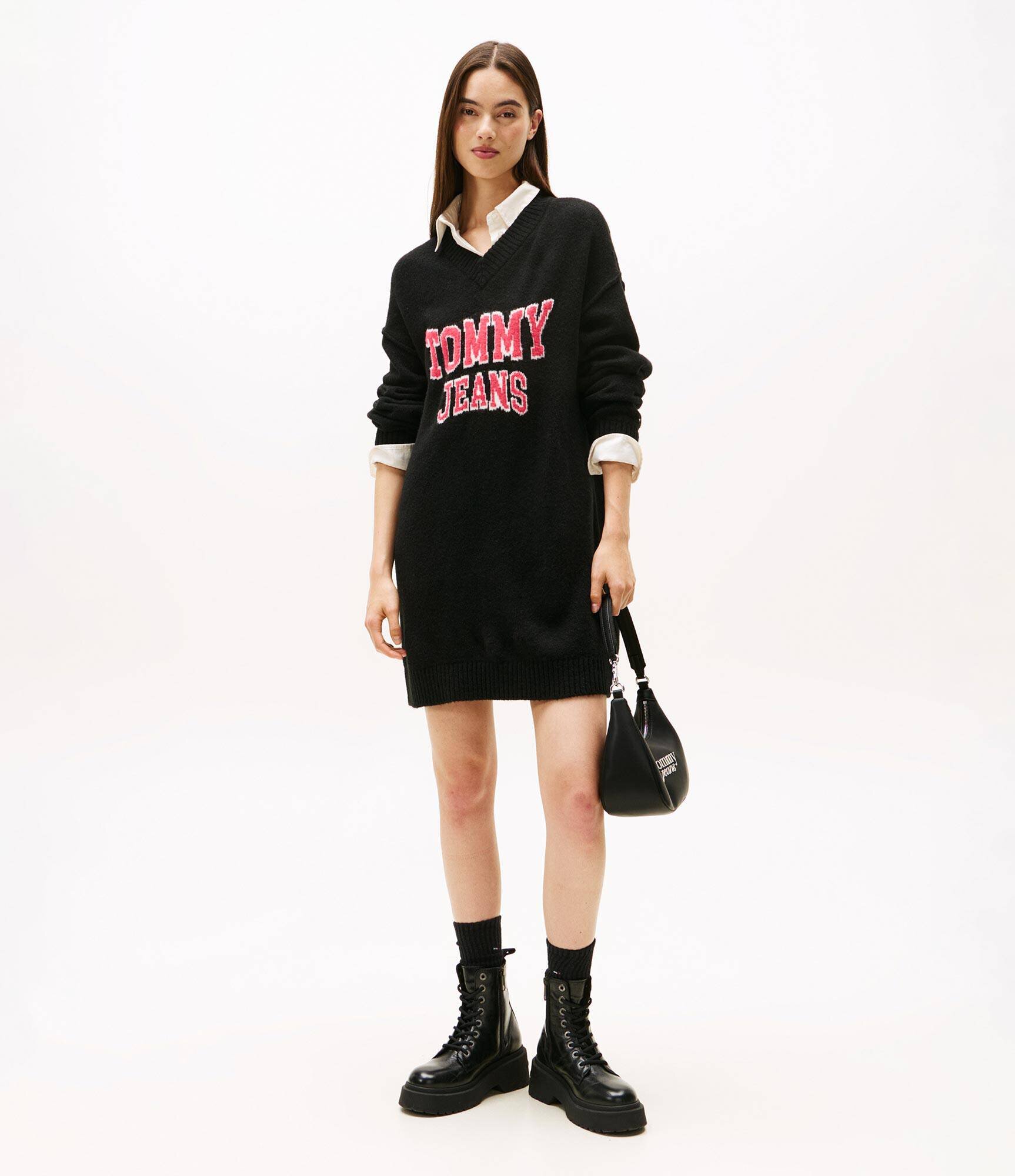 Tommy Jeans Rochie VARSITY cu adaos de lână