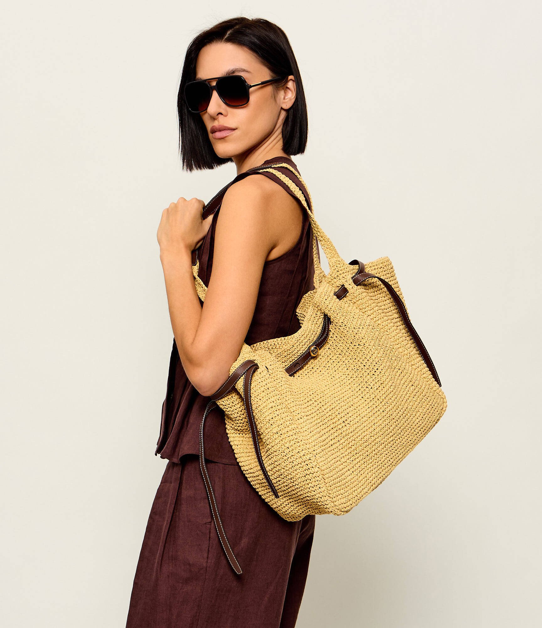 Tory Burch Geantă shopper Romy cu adaos de piele