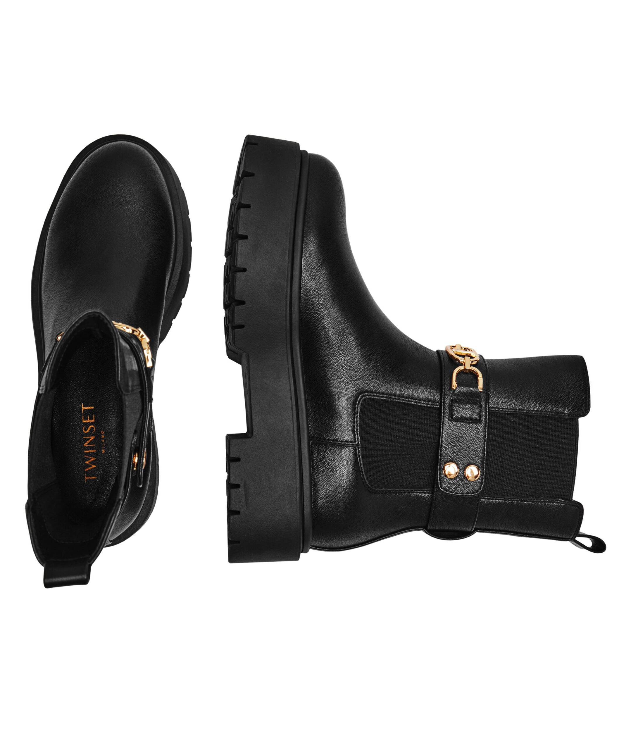 Twinset Botine cu adaos de piele