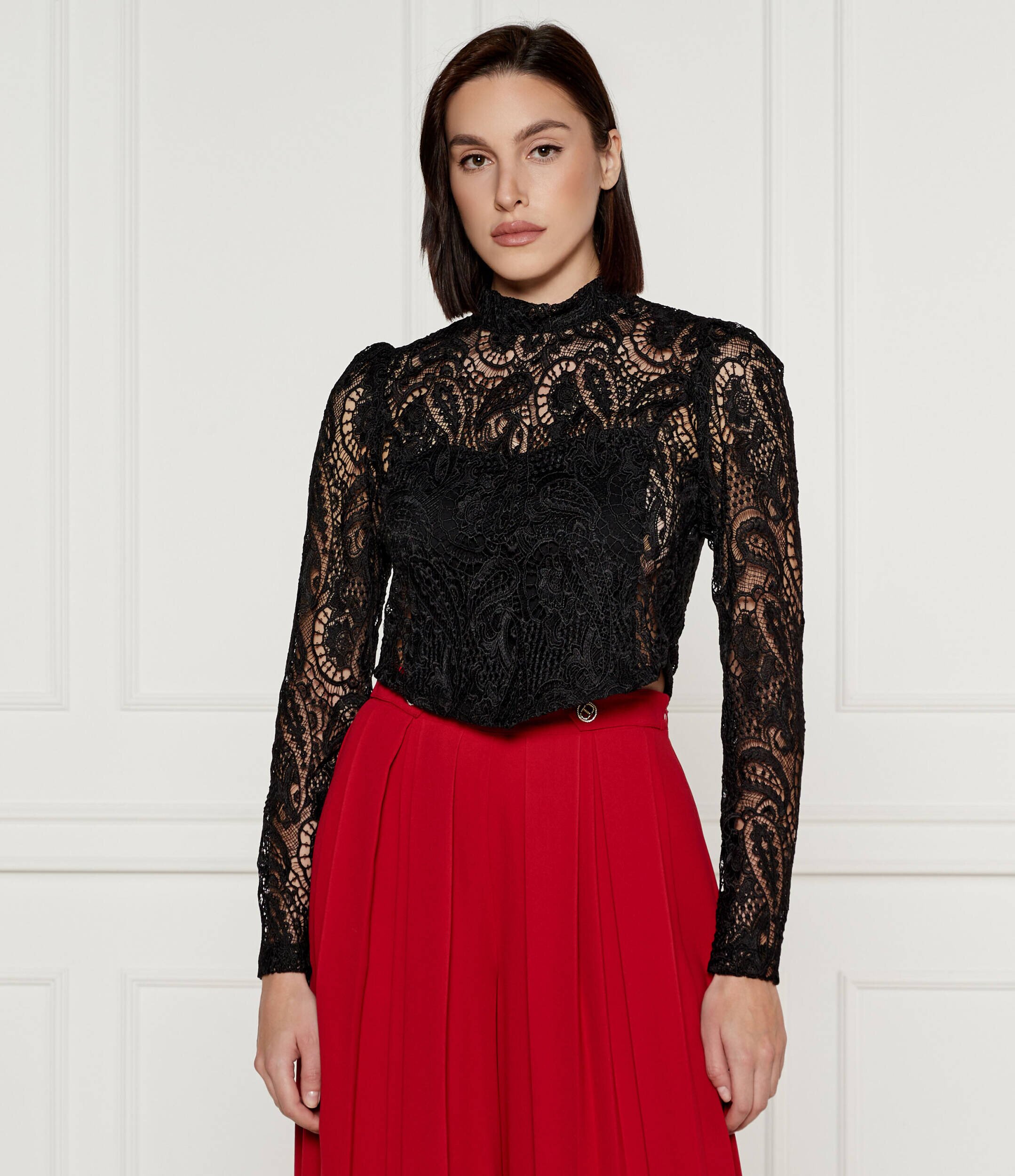 Twinset De dantelă bluză | Cropped Fit