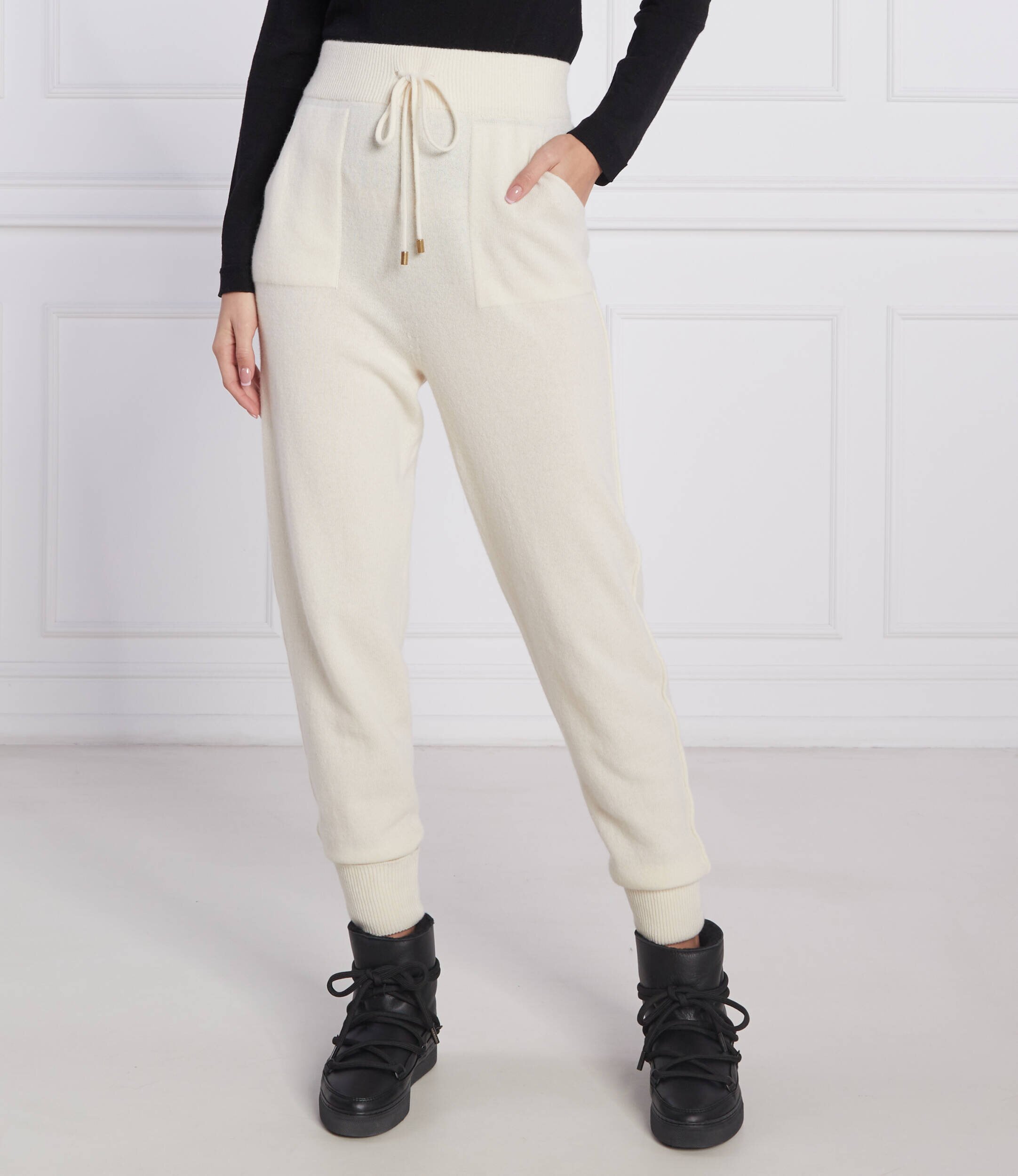 Twinset De lână pantaloni de tricot | Regular Fit cu adaos de cașmir