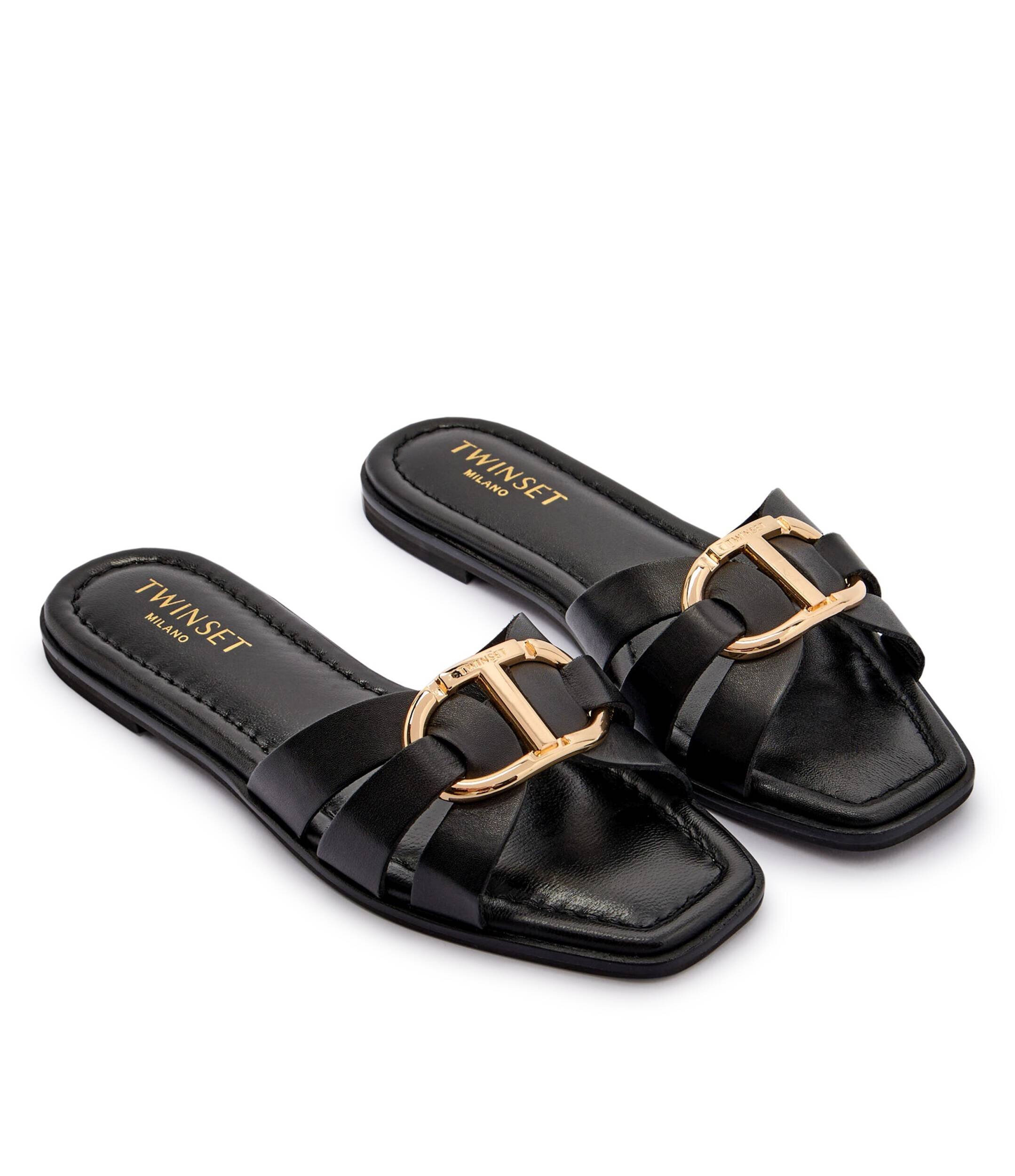 Twinset De piele șlapi