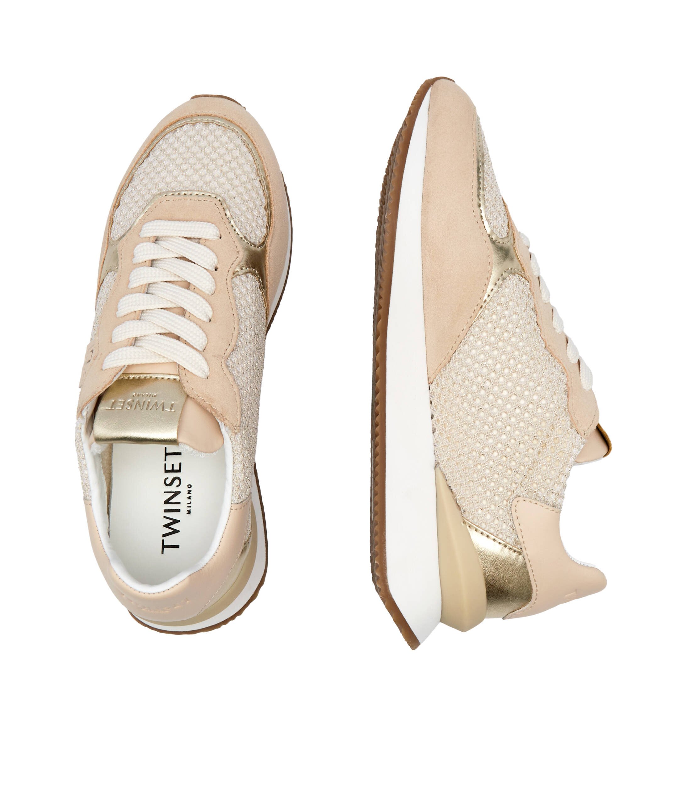 Twinset Sneakers cu adaos de piele