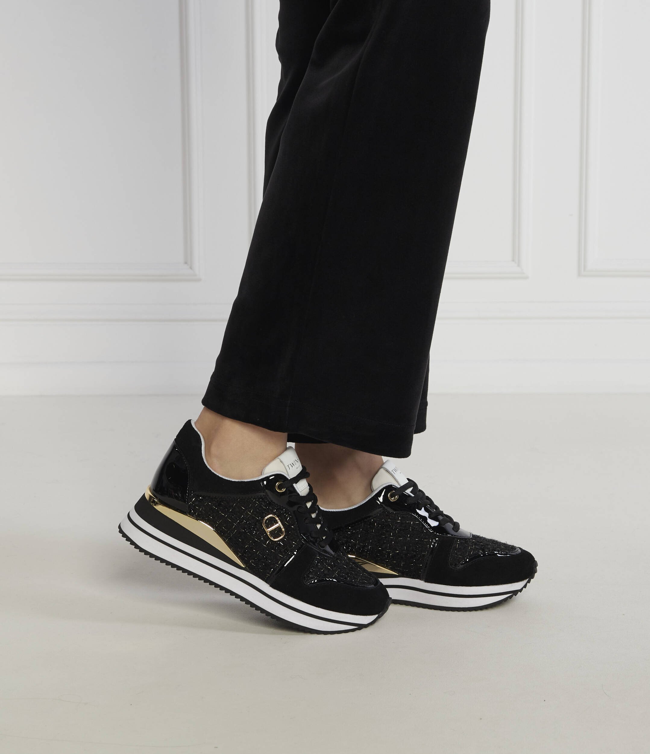 Twinset Sneakers cu adaos de piele