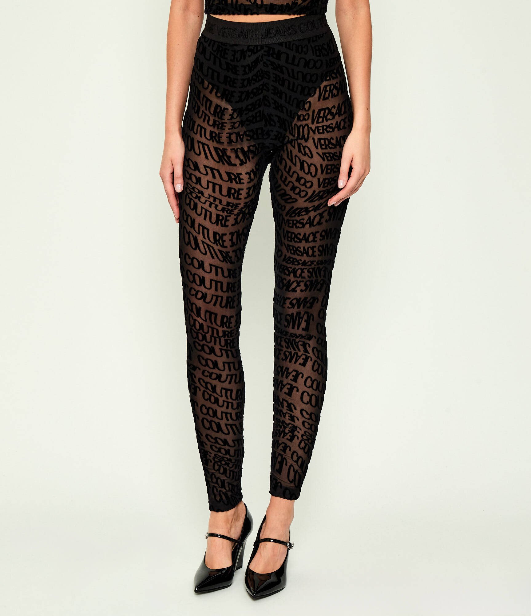 Versace Jeans Couture Colanți TULLE FLOCK LIQUIFY | Slim Fit