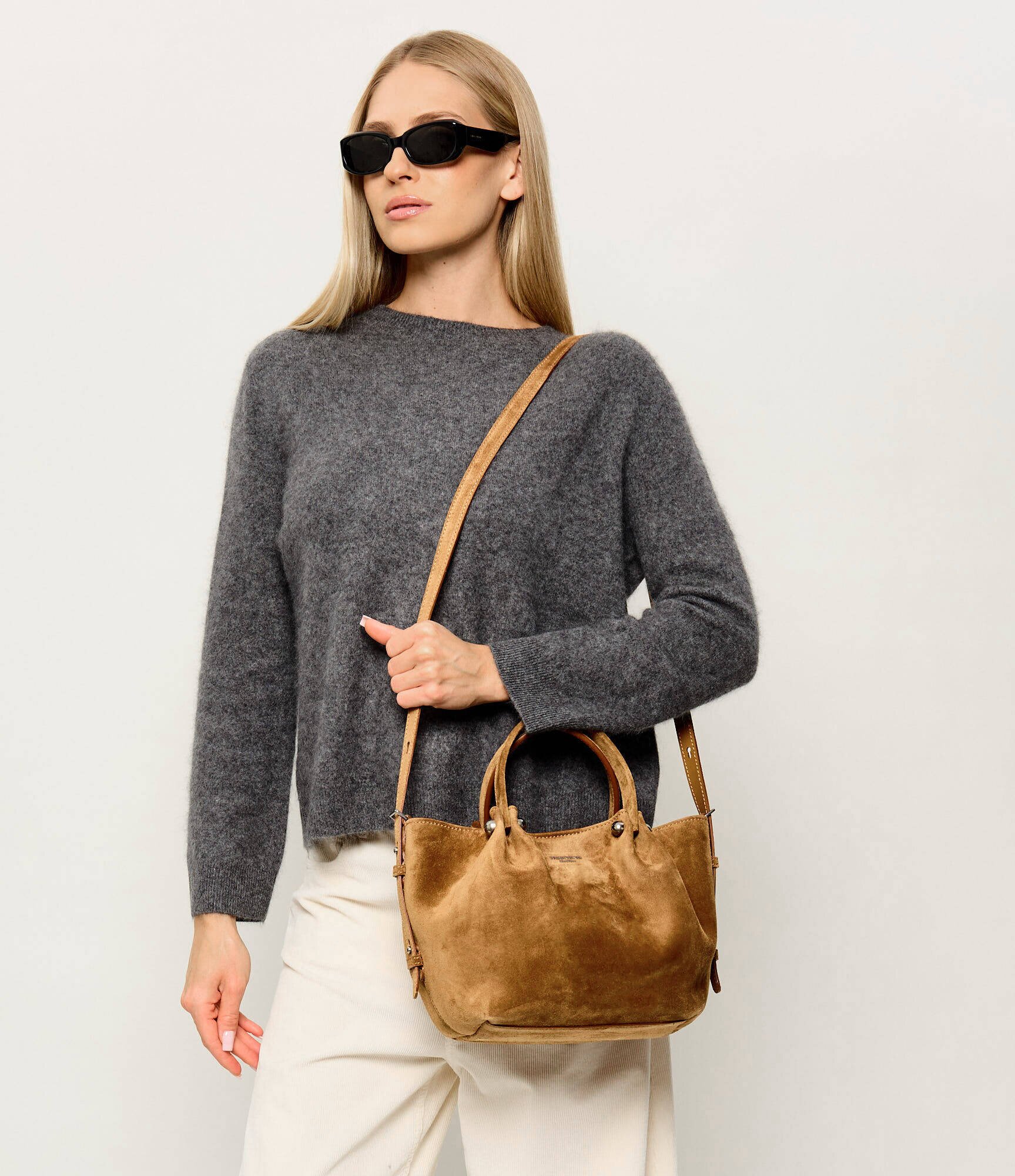 Weekend MaxMara Cufăr + borsetă Wkario | piele întoarsă
