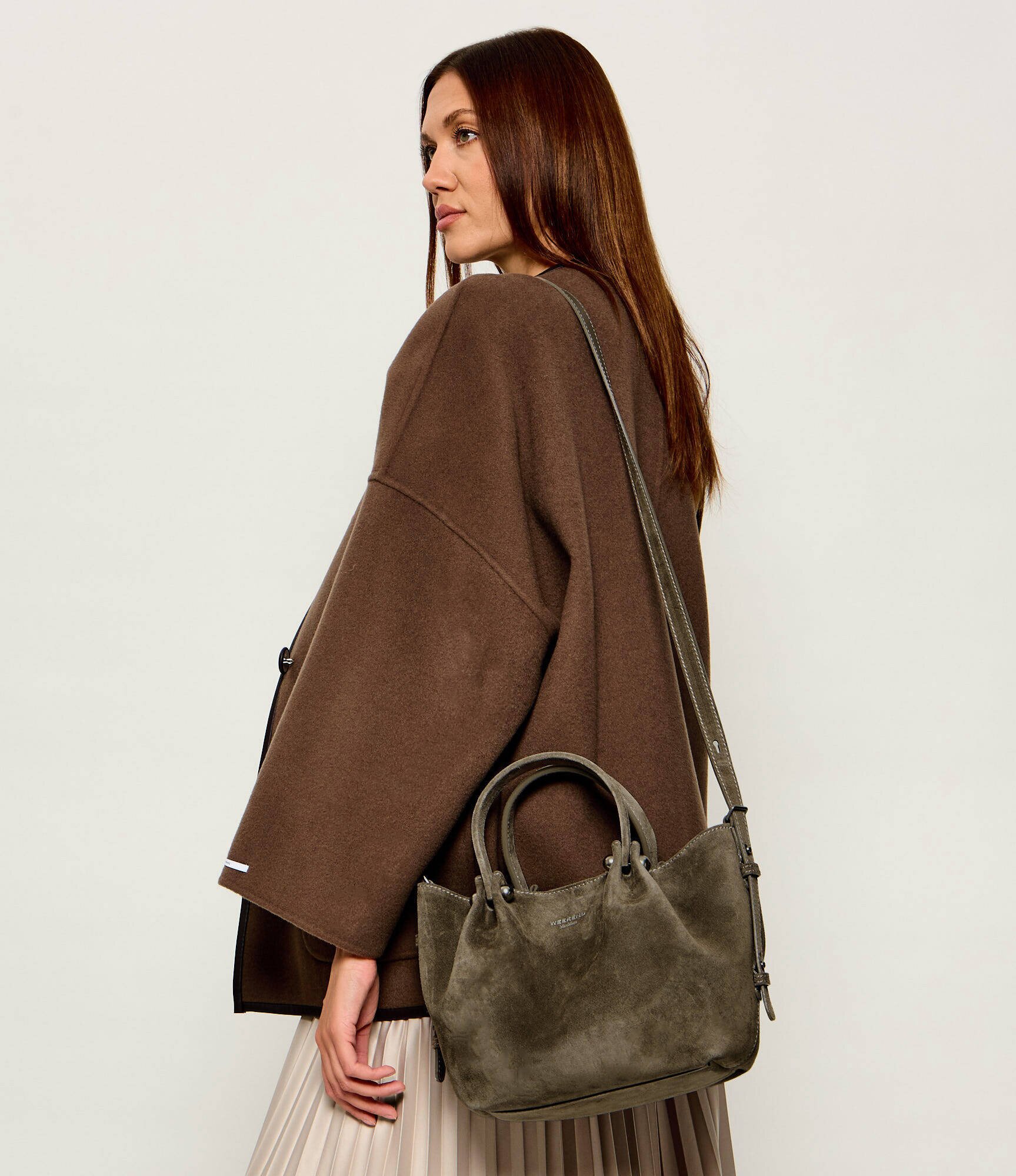 Weekend MaxMara Cufăr + borsetă Wkario | piele întoarsă