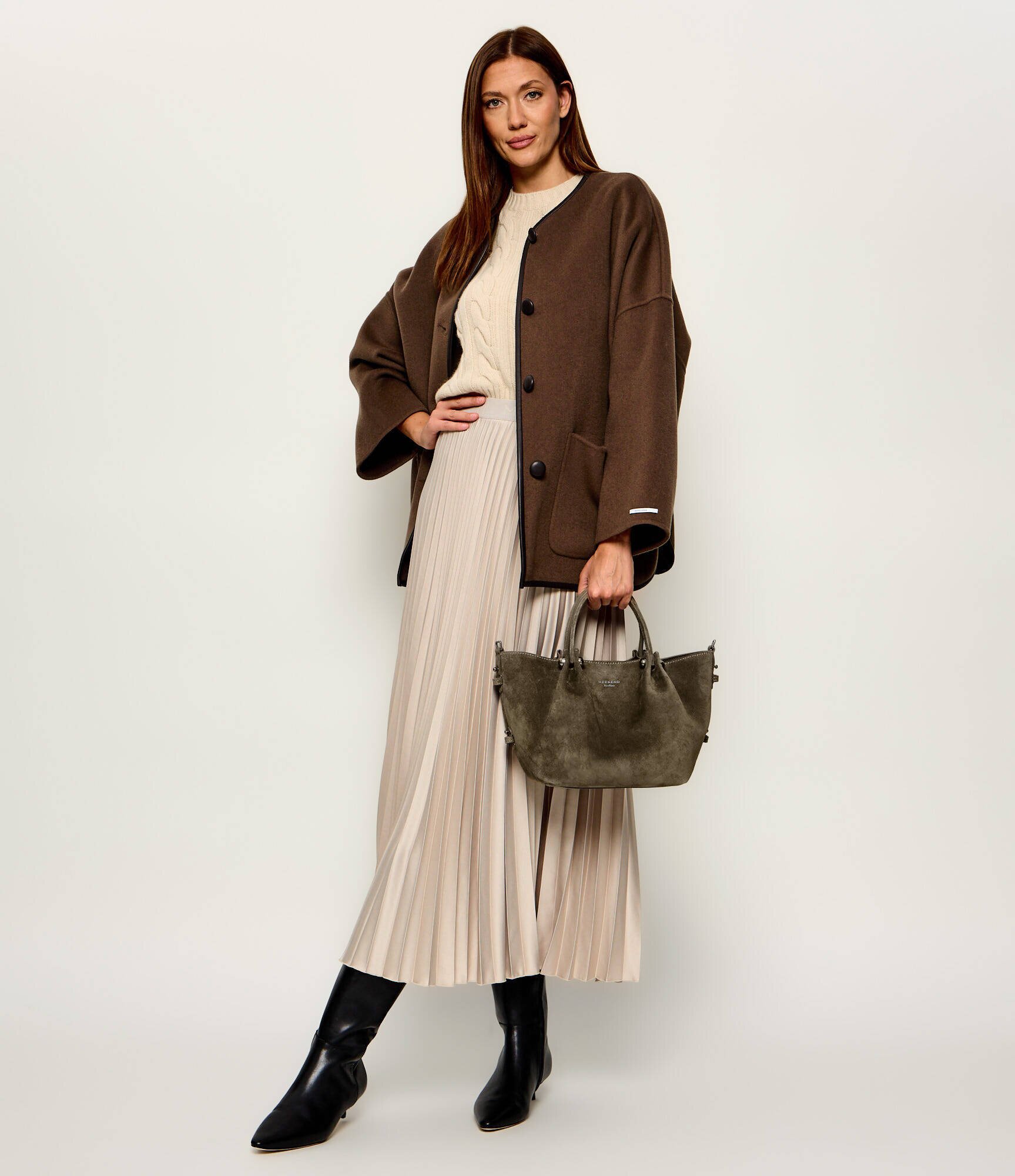 Weekend MaxMara Cufăr + borsetă Wkario | piele întoarsă