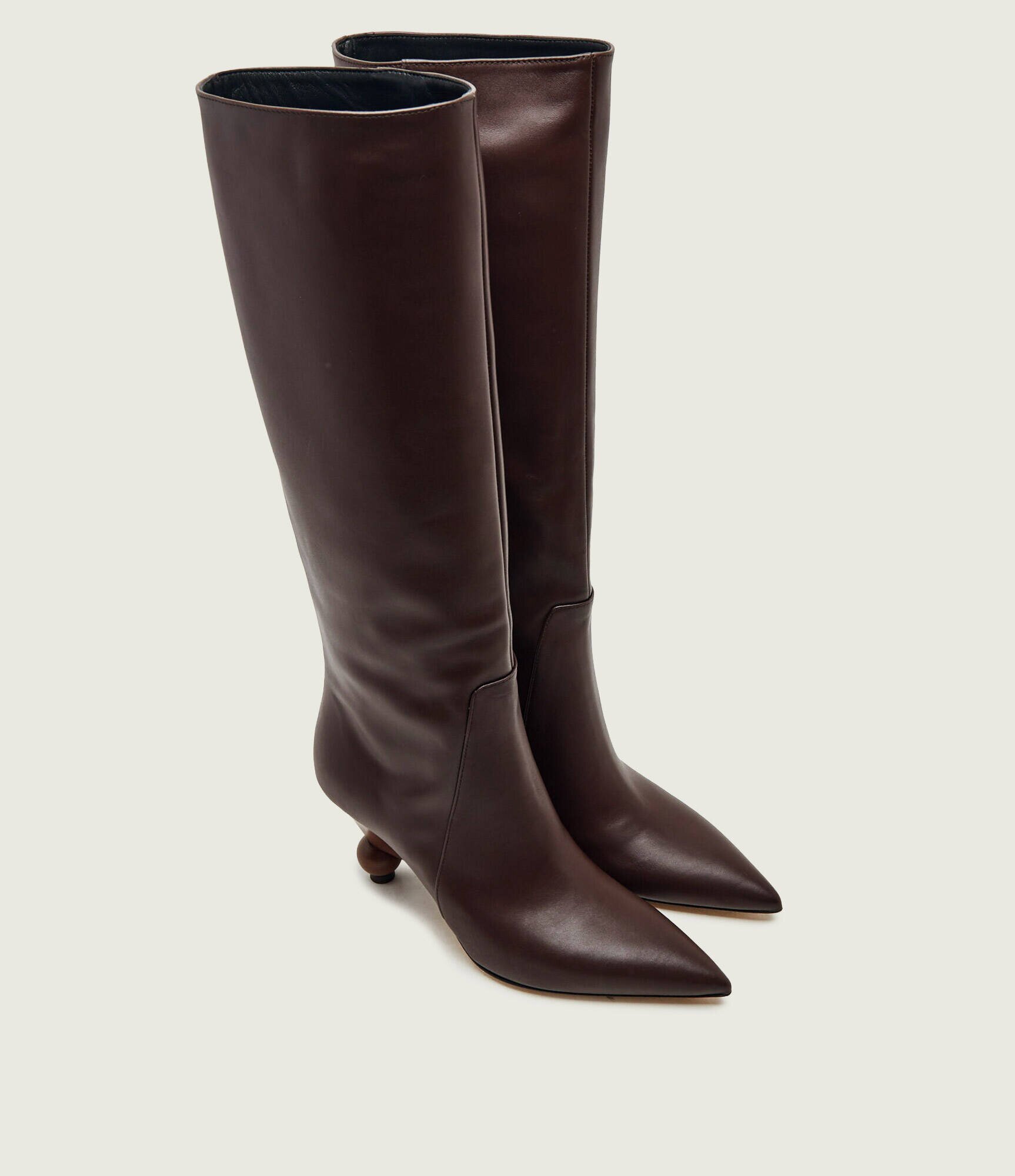 Weekend MaxMara De piele cizme Wkatasca Pasticcino