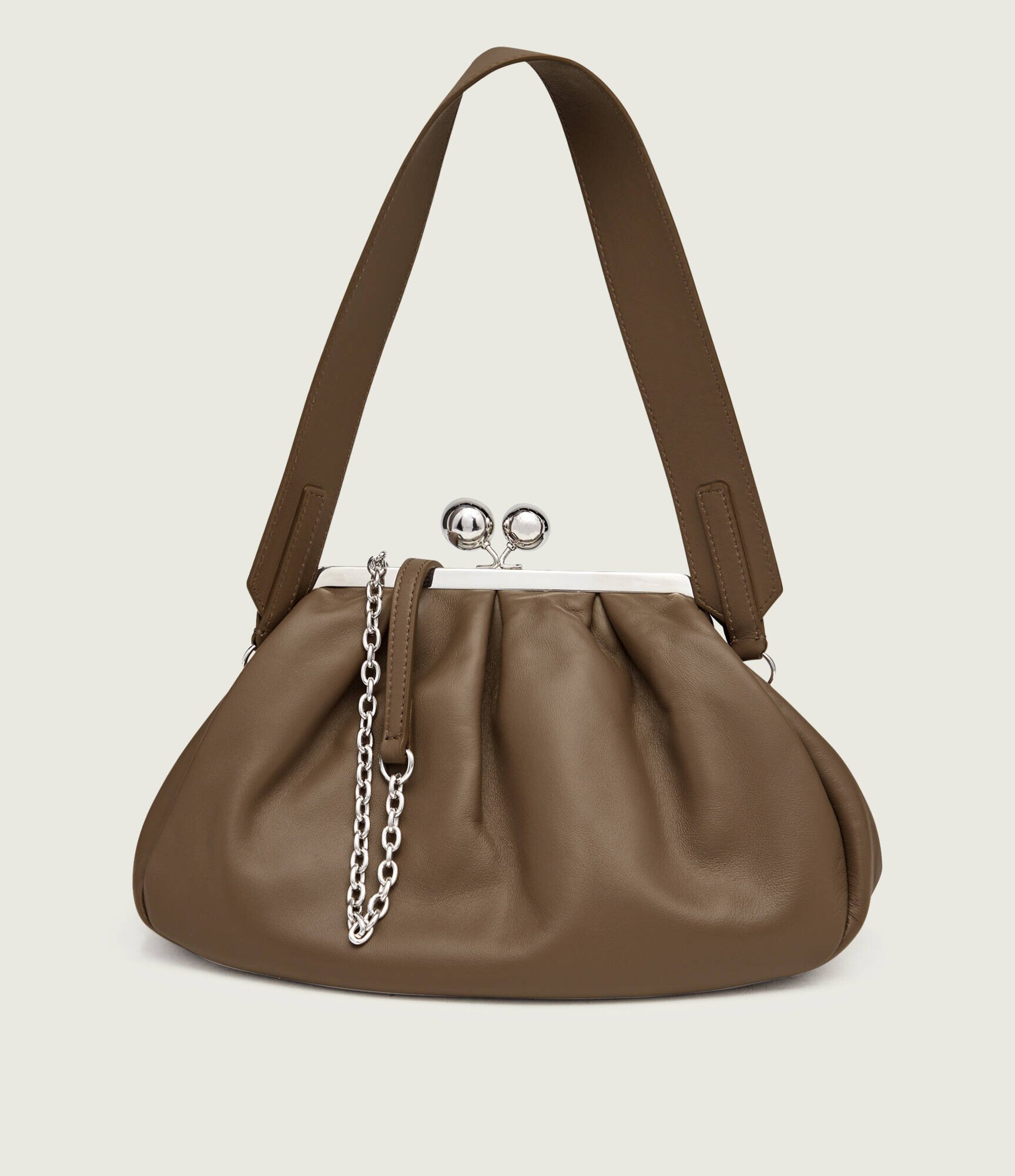 Weekend MaxMara De piele geantă pe umăr Cubico Pasticcino