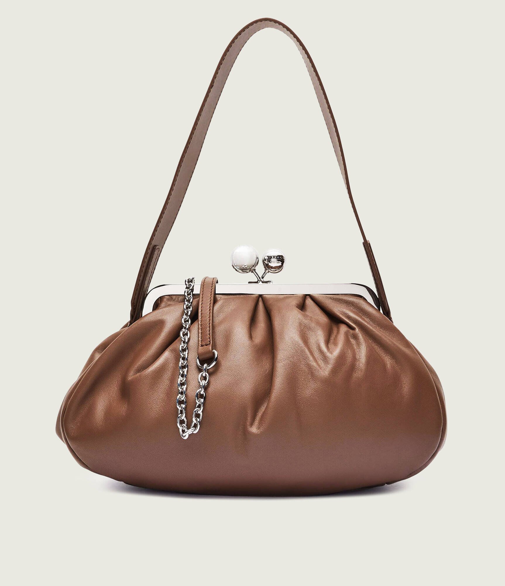 Weekend MaxMara De piele geantă pe umăr Cubico Pasticcino