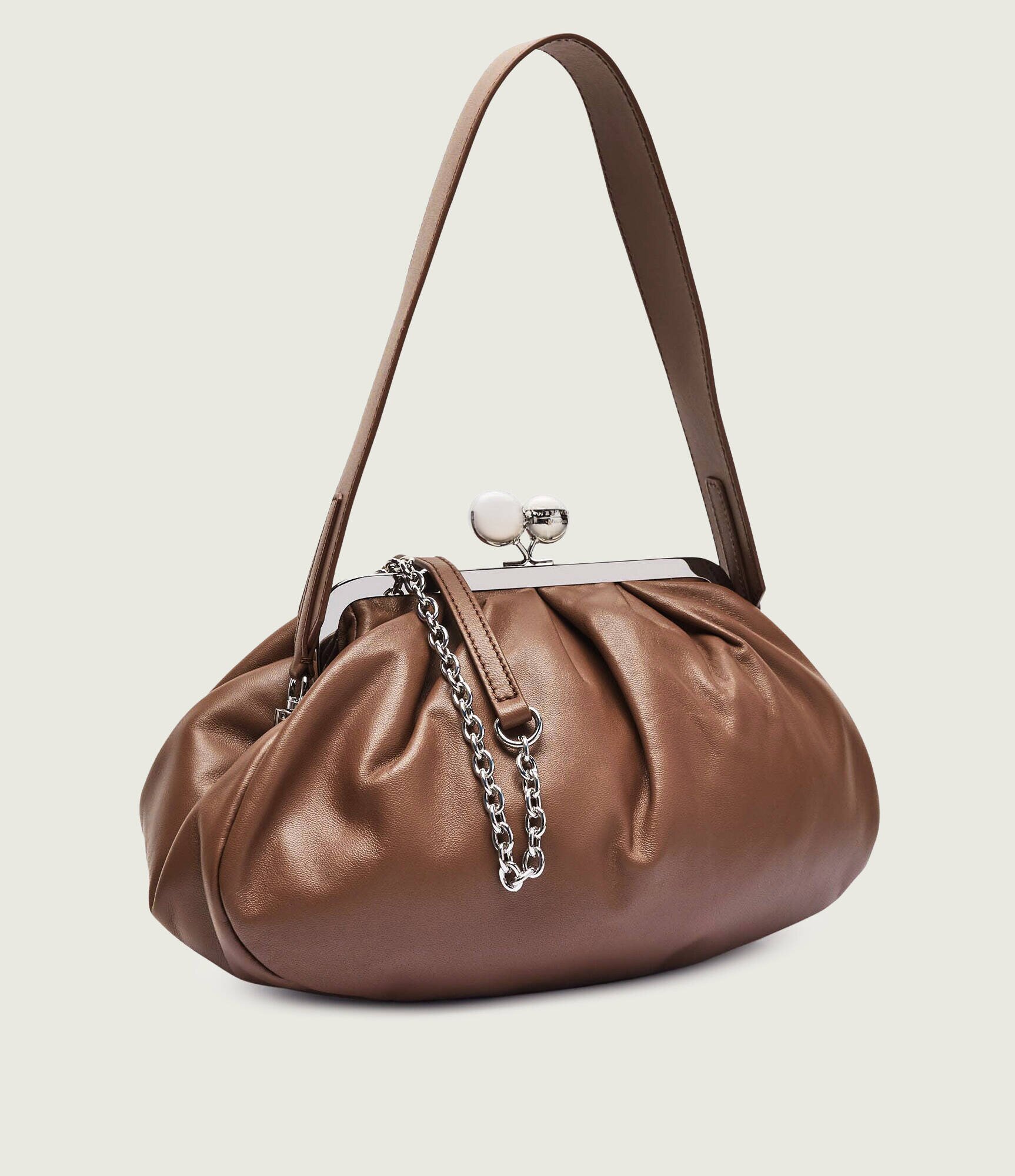 Weekend MaxMara De piele geantă pe umăr Cubico Pasticcino