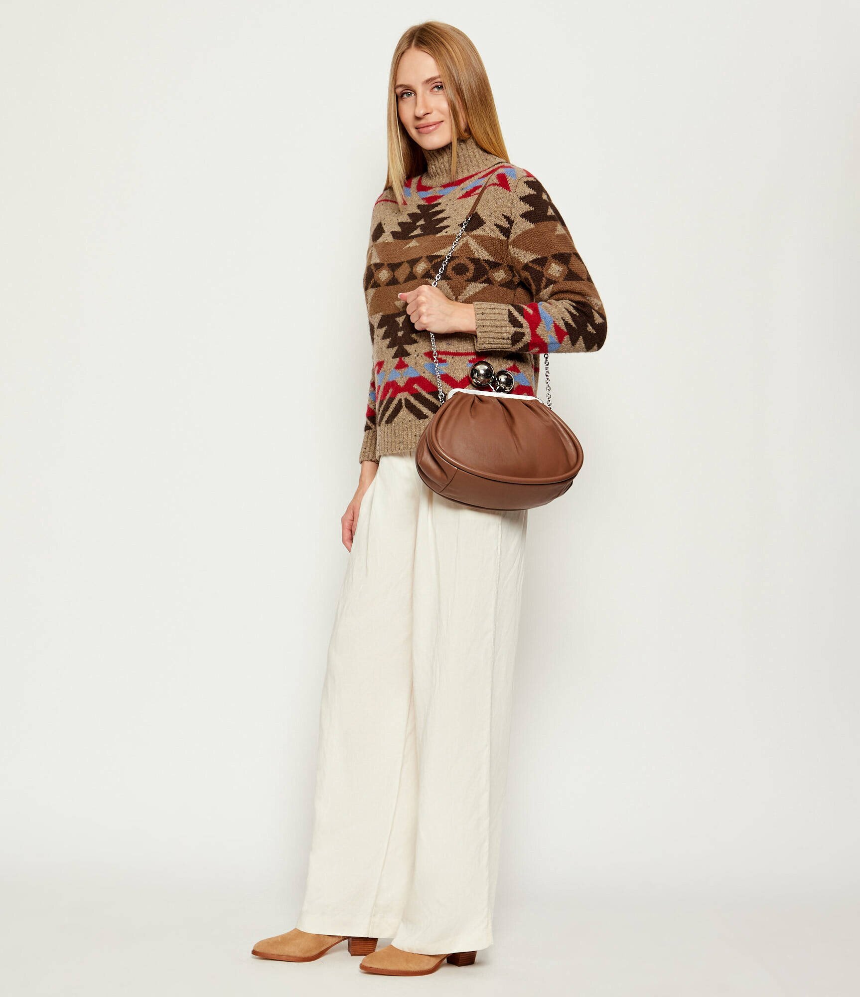 Weekend MaxMara De piele geantă pe umăr Milvanew Pasticcino
