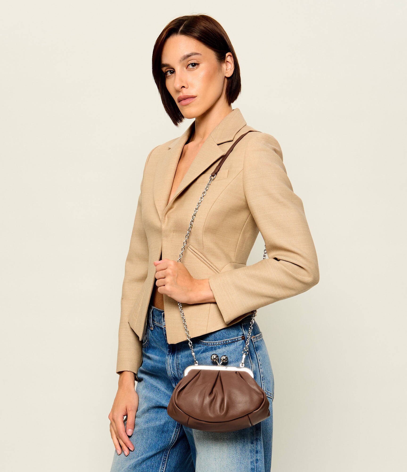 Weekend MaxMara De piele geantă pe umăr Prati Pasticcino
