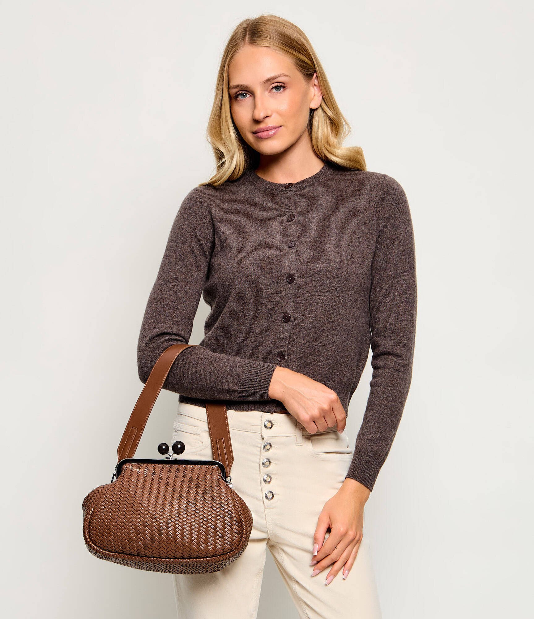 Weekend MaxMara De piele geantă pe umăr Wkaere Pasticcino