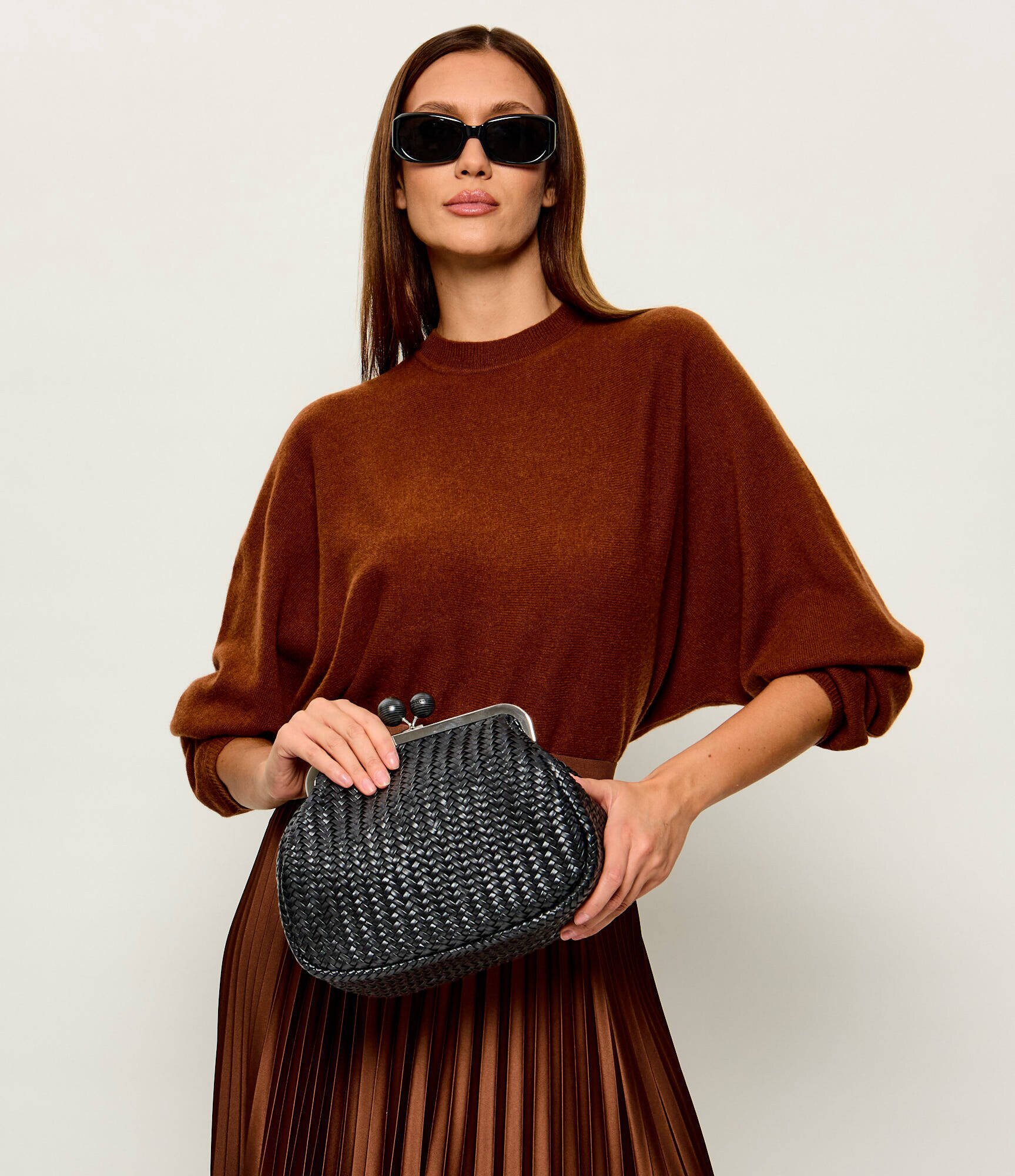 Weekend MaxMara De piele geantă pe umăr Wkaere Pasticcino