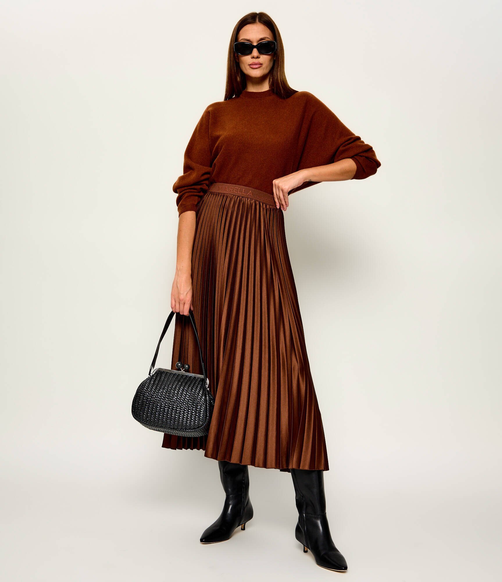 Weekend MaxMara De piele geantă pe umăr Wkaere Pasticcino
