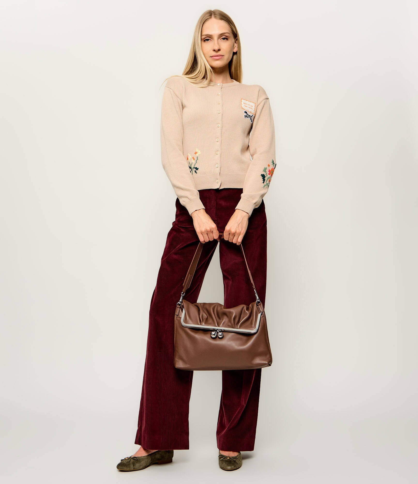 Weekend MaxMara De piele geantă pe umăr Wkaslalom Pasticcino