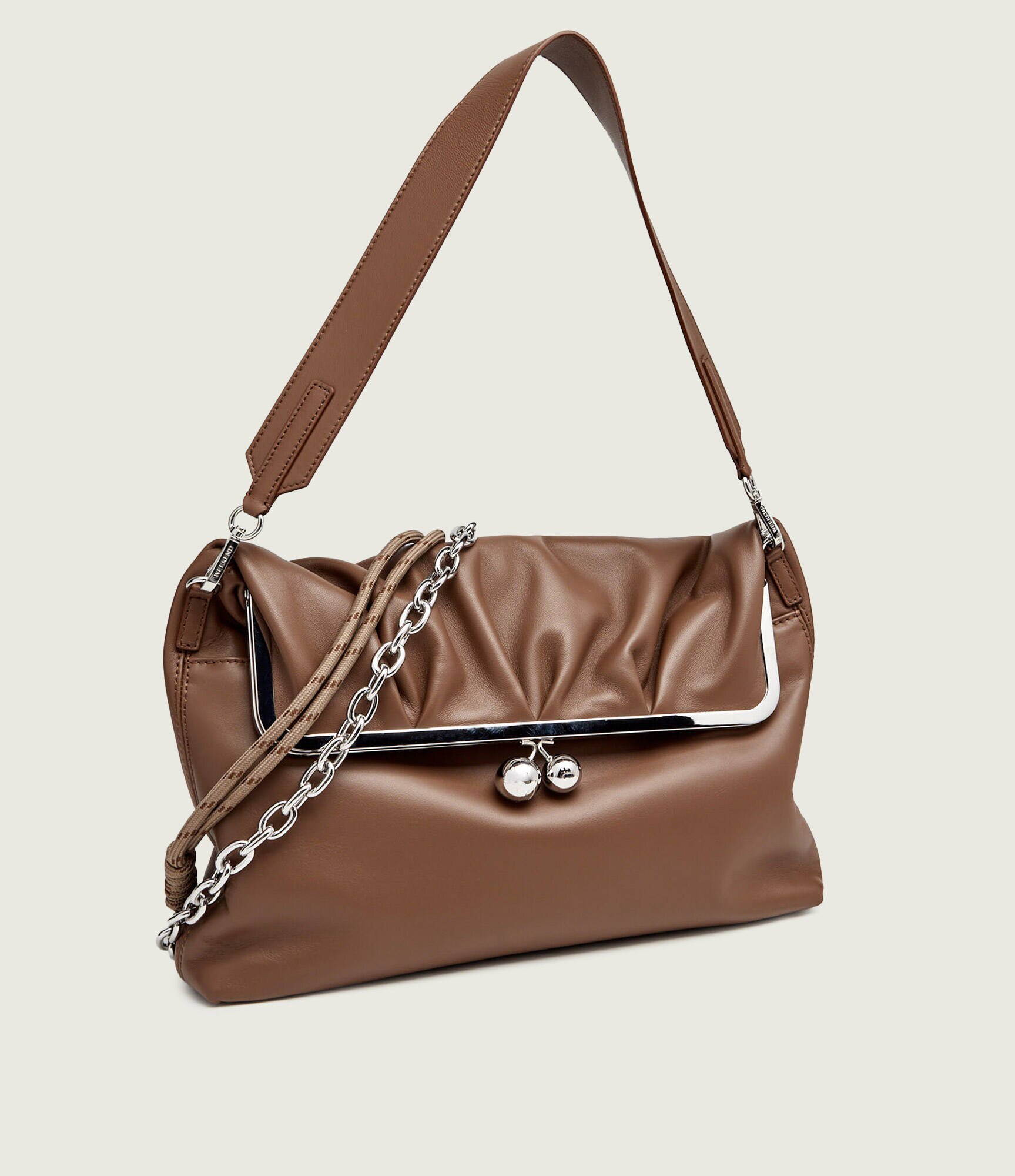 Weekend MaxMara De piele geantă pe umăr Wkaslalom Pasticcino