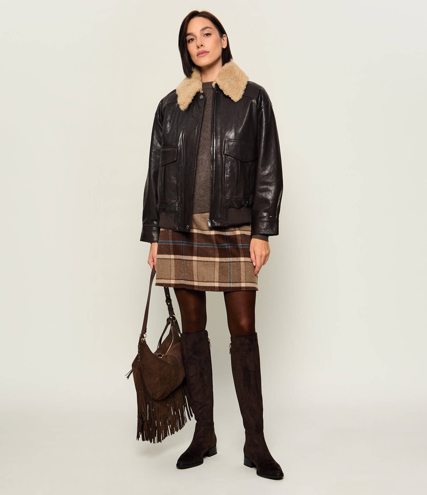 Weekend MaxMara Geacă de piele Wkdcalata| shearling | Loose fit cu adaos de lână