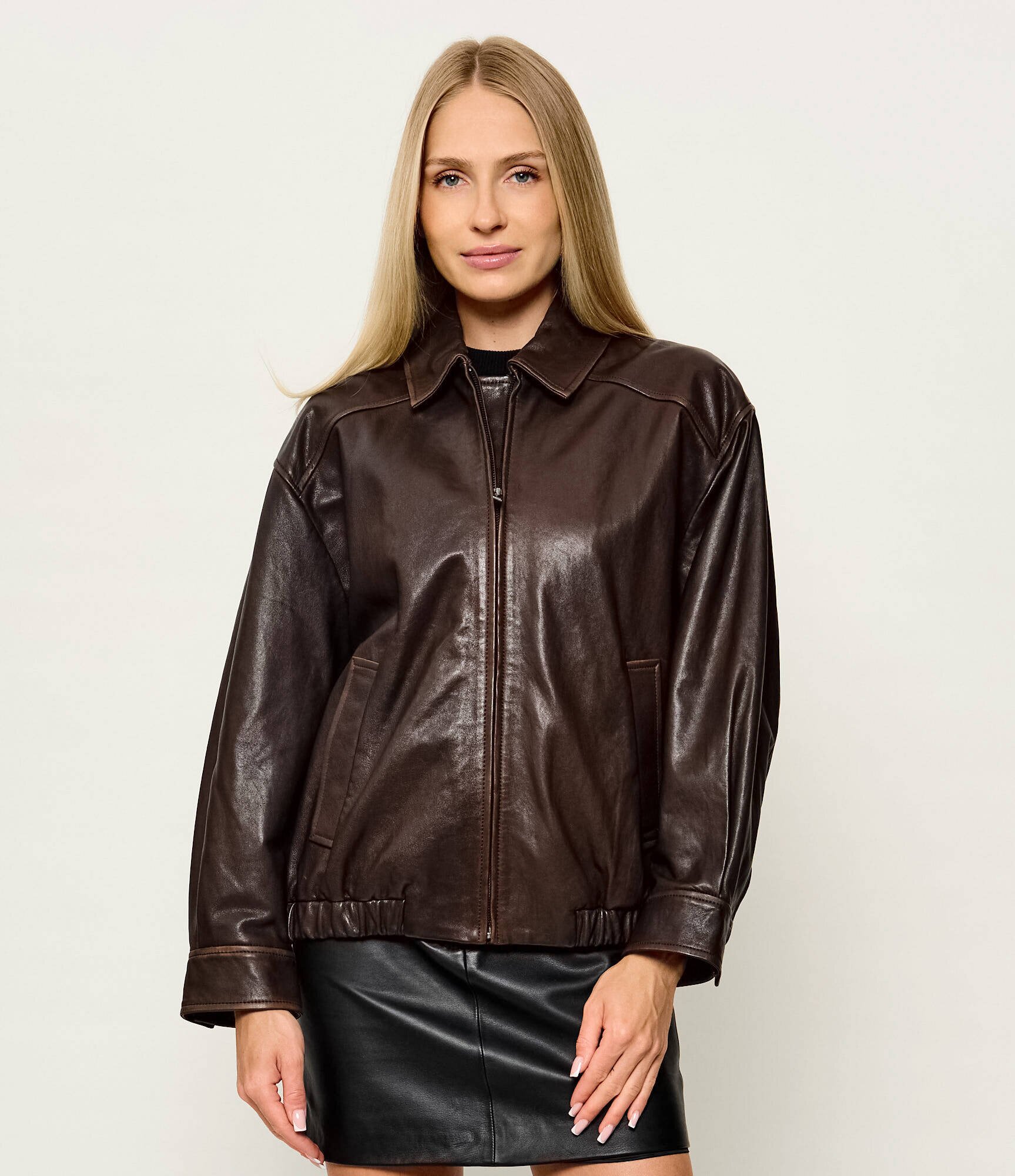 Weekend MaxMara Geacă de piele Wkdcose | Loose fit